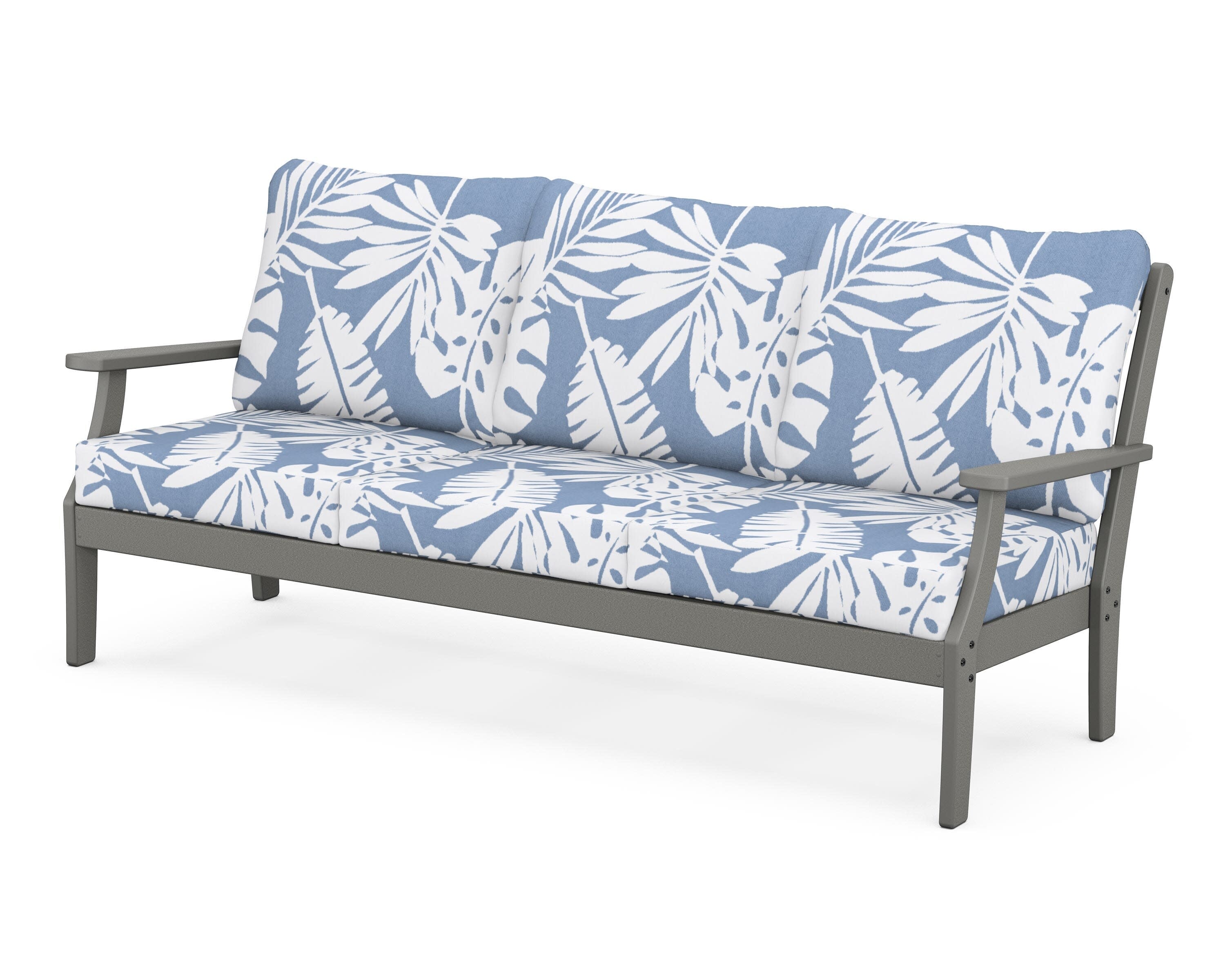 Yacht Club Deep Seating Sofa in Stepping Stone / Leaf Sky Blue