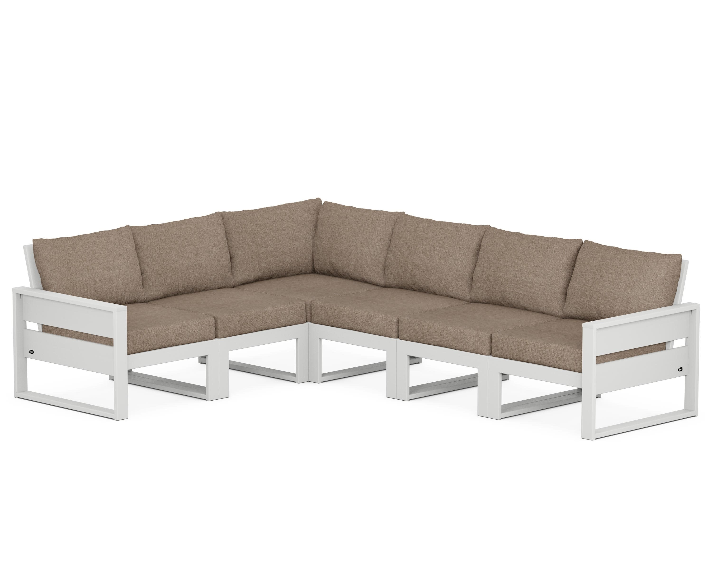 Eastport 6-Piece Sectional in Classic White / Spiced Burlap