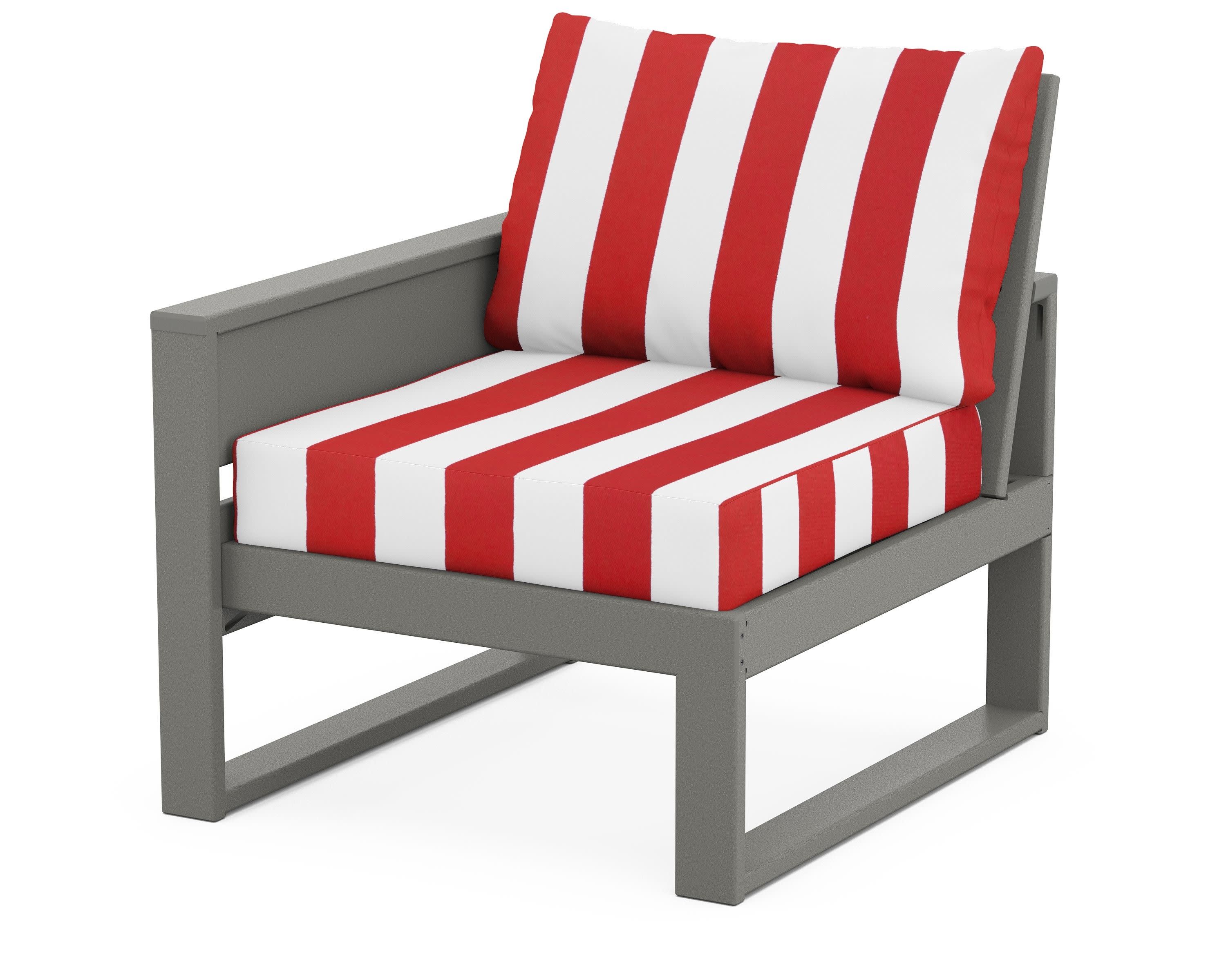 Eastport Modular Left Arm Chair in Stepping Stone / Cabana Stripe Crimson