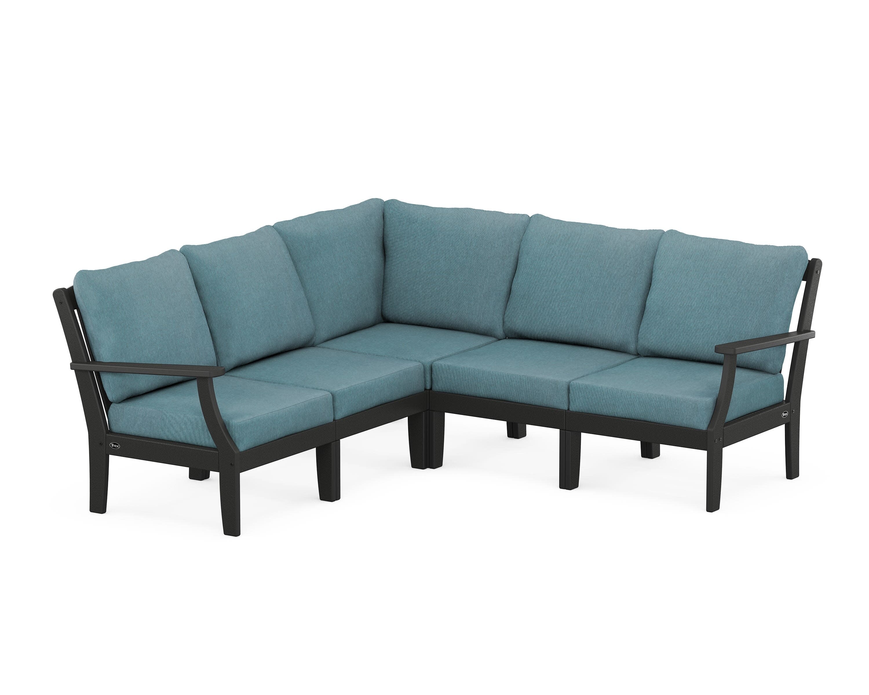 Yacht Club Modular 5-Piece Deep Seating Set in Charcoal Black / Ocean Teal