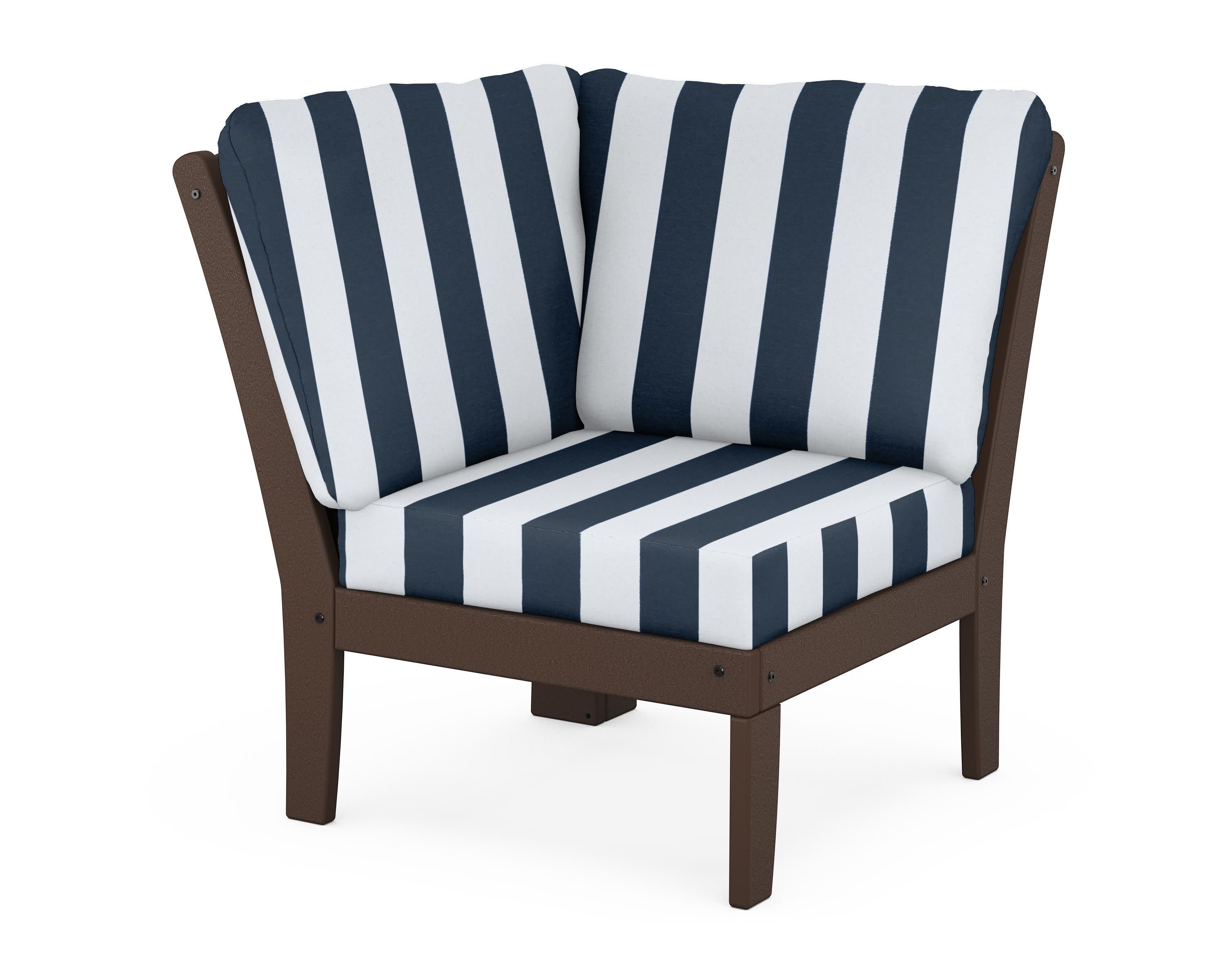Yacht Club Modular Corner Chair in Vintage Lantern / Cabana Stripe Marine Indigo