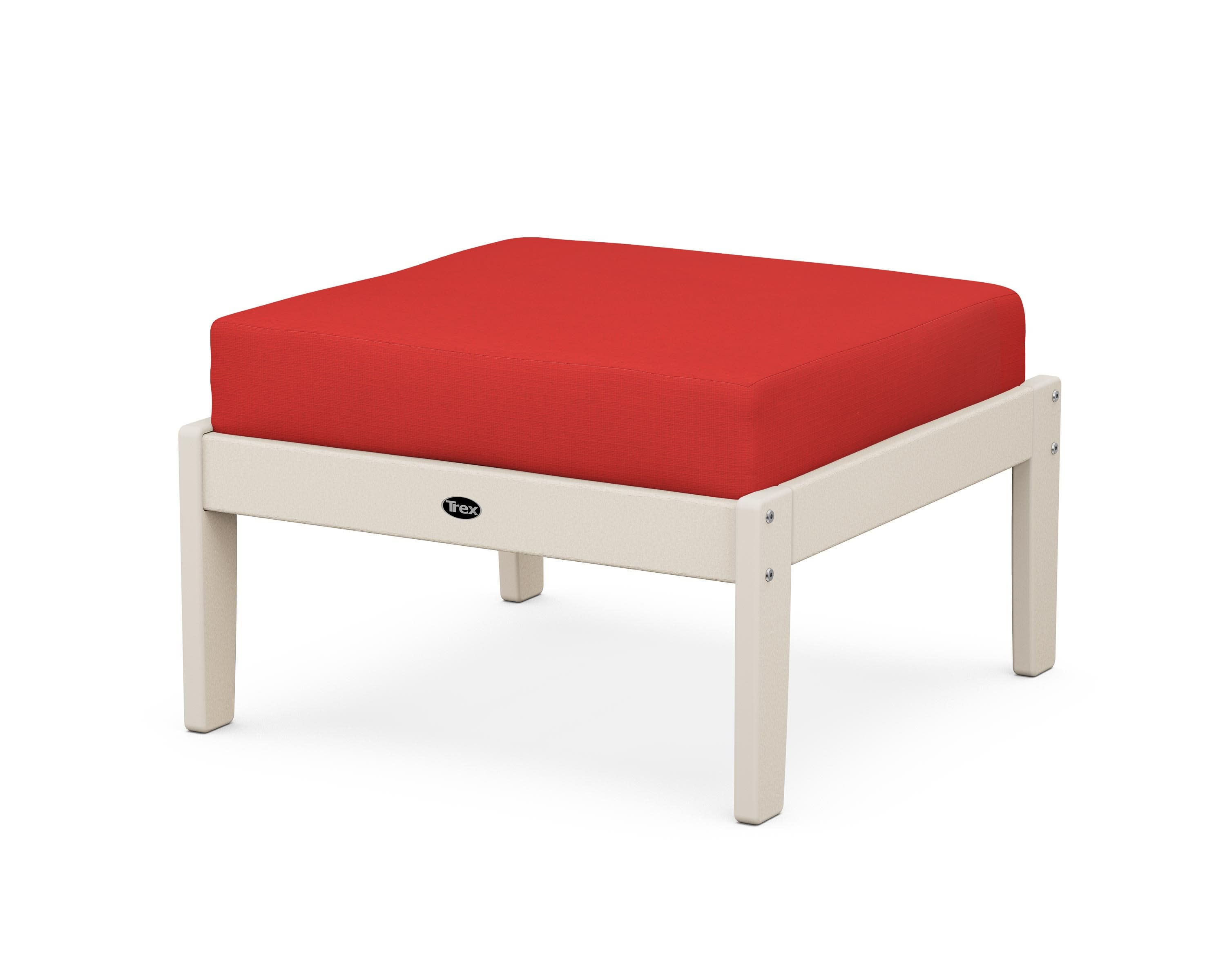 Yacht Club Deep Seating Ottoman in Sand Castle / Crimson Linen