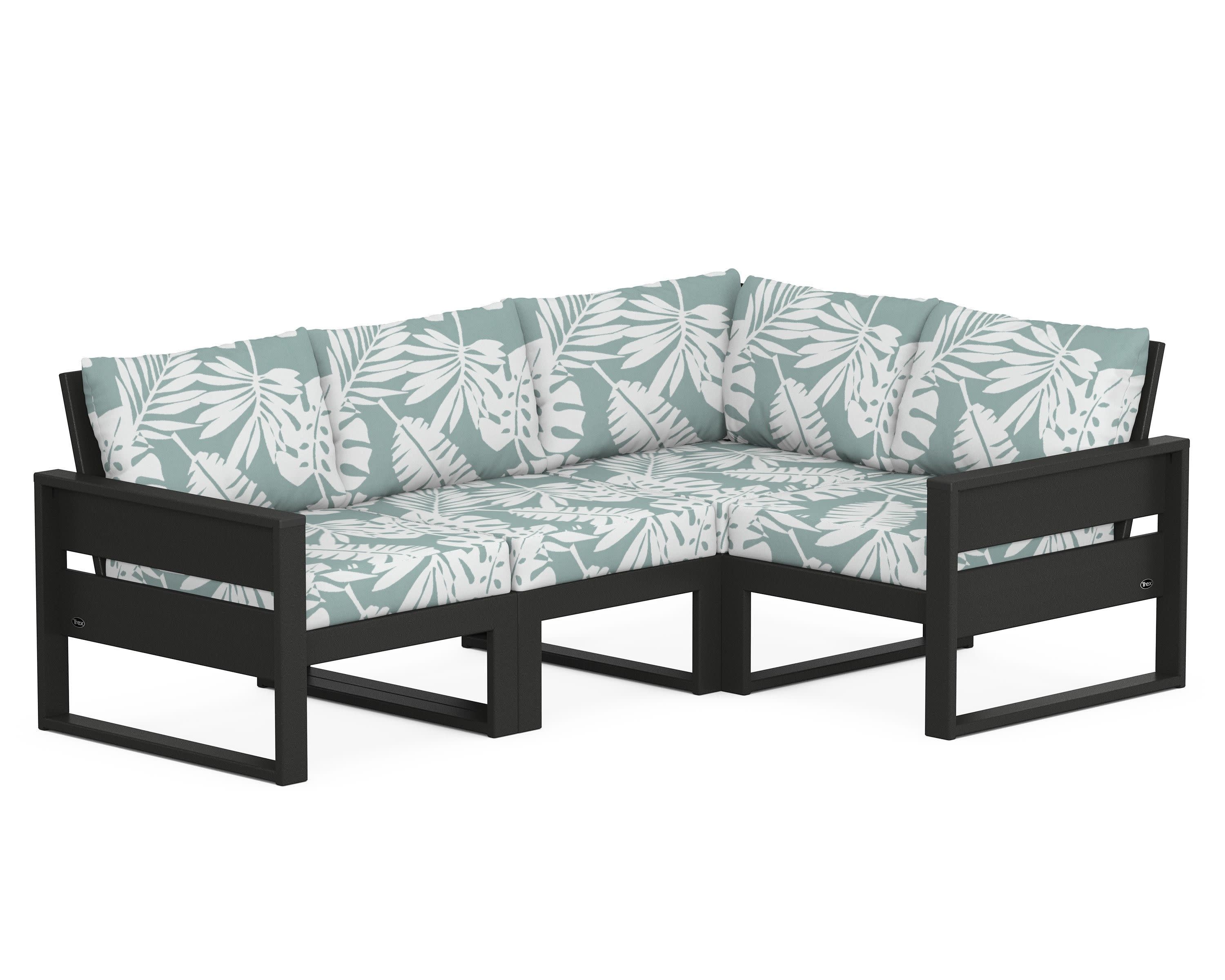 Eastport 4- Piece Sectional in Charcoal Black / Leaf Glacier Spa