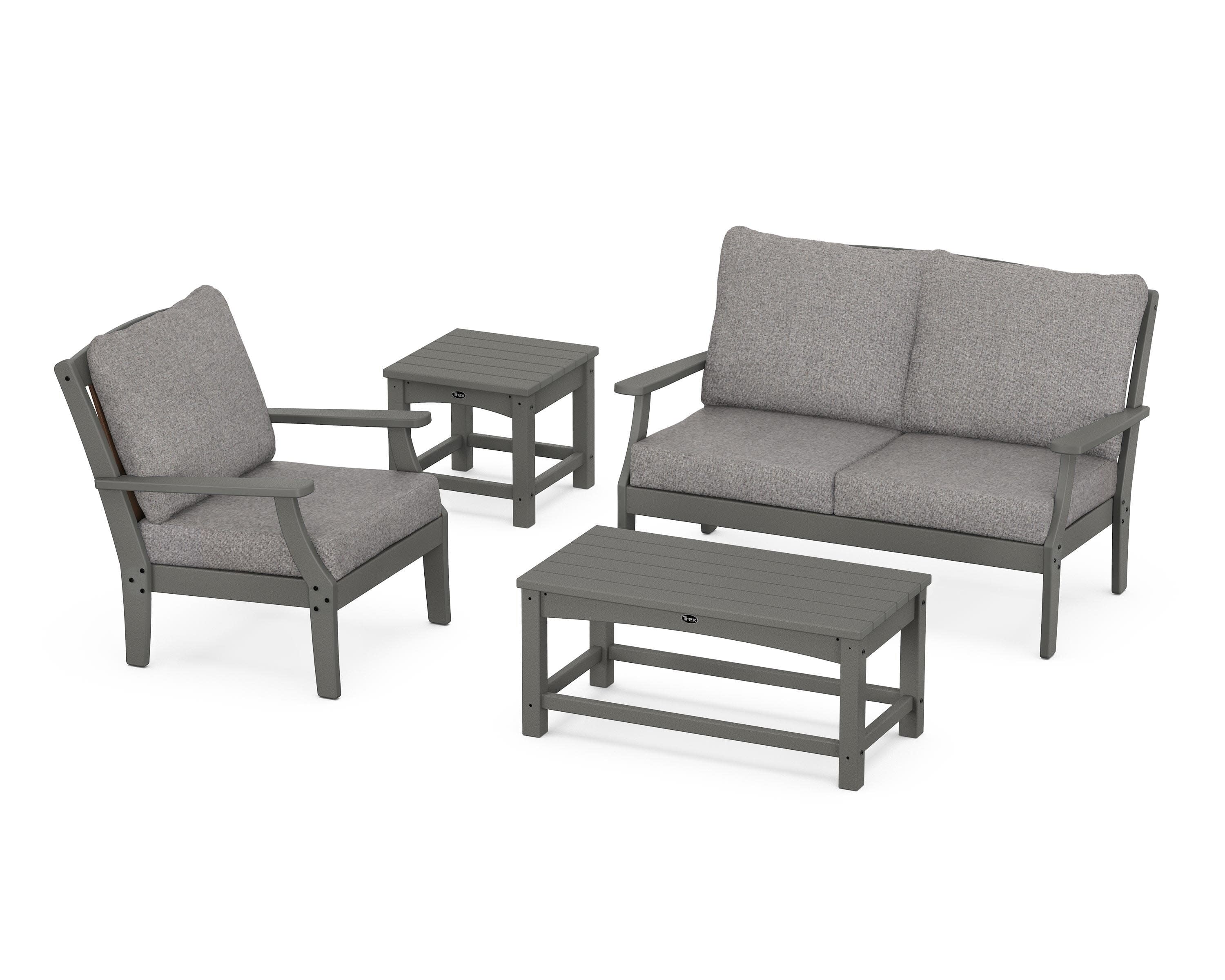 Yacht Club 4-Piece Deep Seating Set in Stepping Stone / Grey Mist