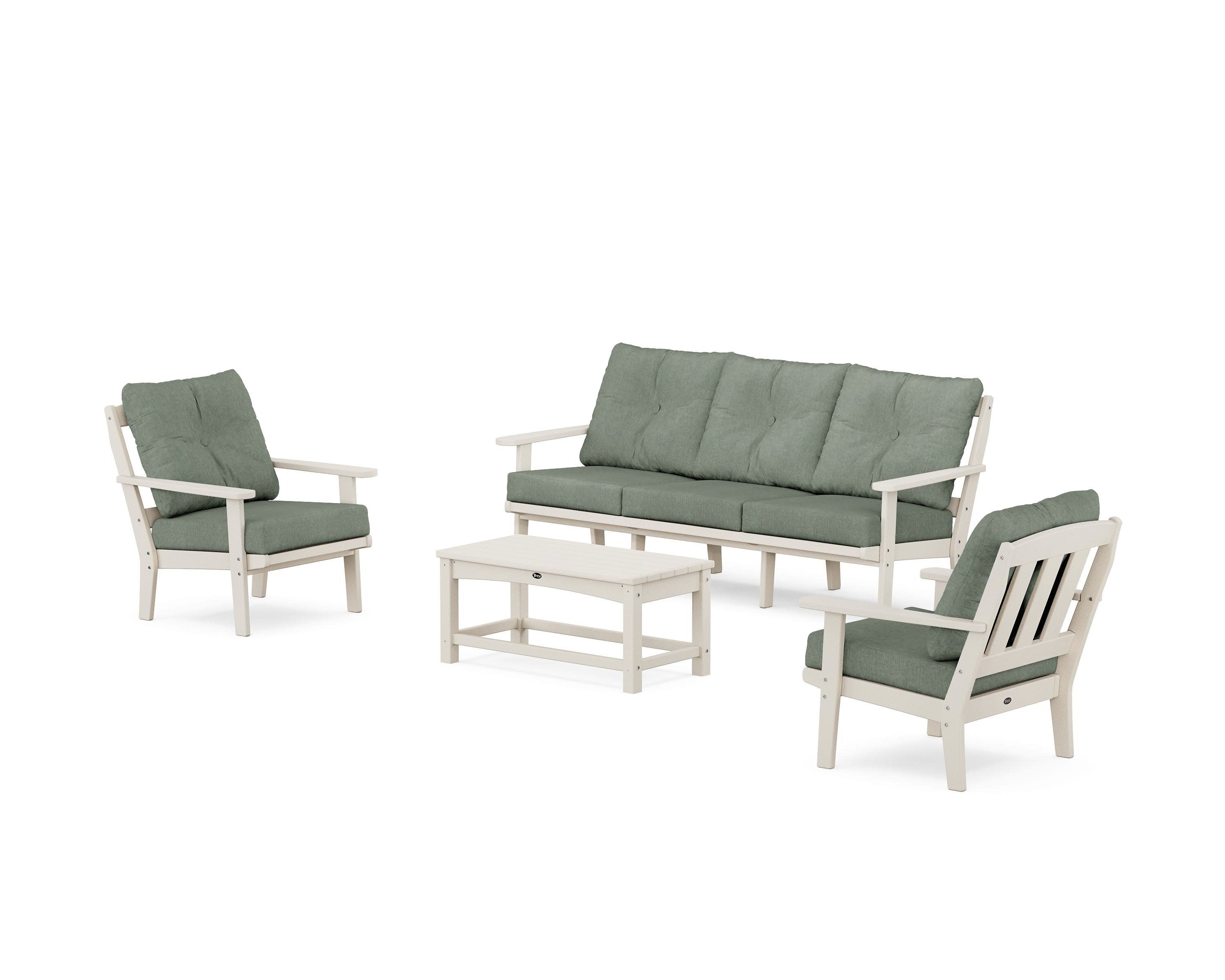 Cape Cod 4-Piece Deep Seating Set with Sofa in Sand Castle / Cast Sage