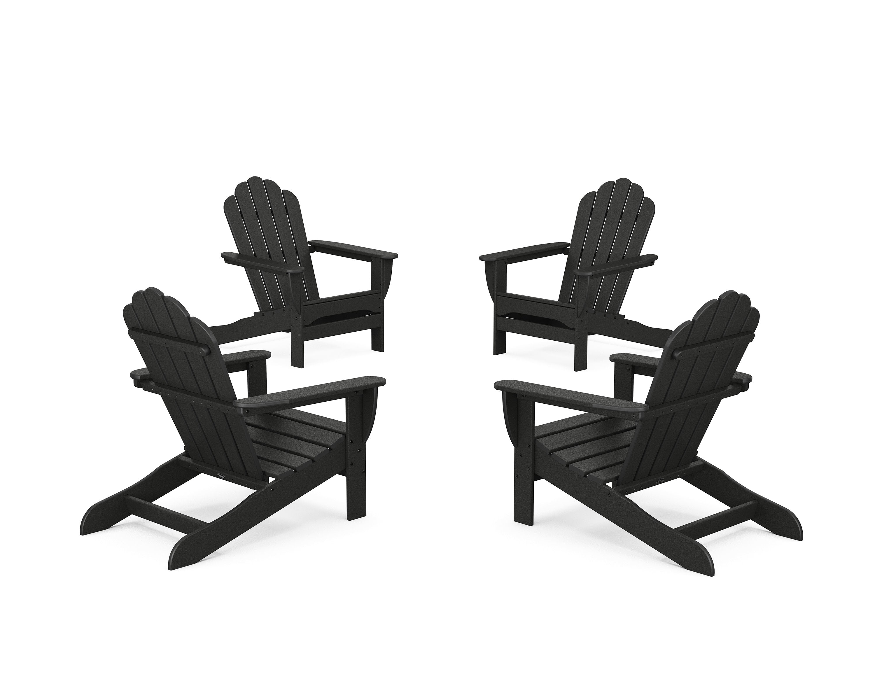 4-Piece Monterey Bay Oversized Adirondack Chair Conversation Set in Charcoal Black