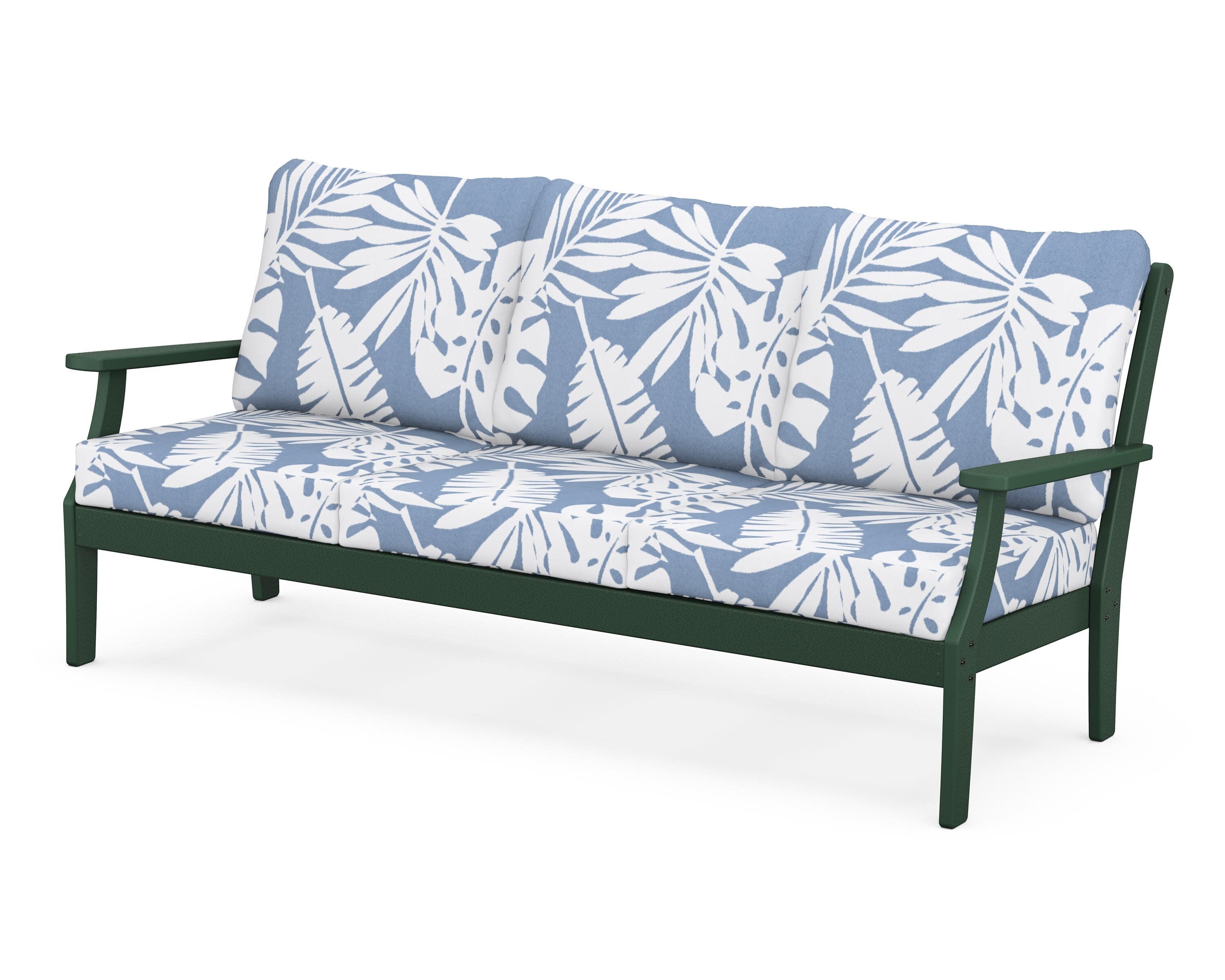 Yacht Club Deep Seating Sofa in Rainforest Canopy / Leaf Sky Blue