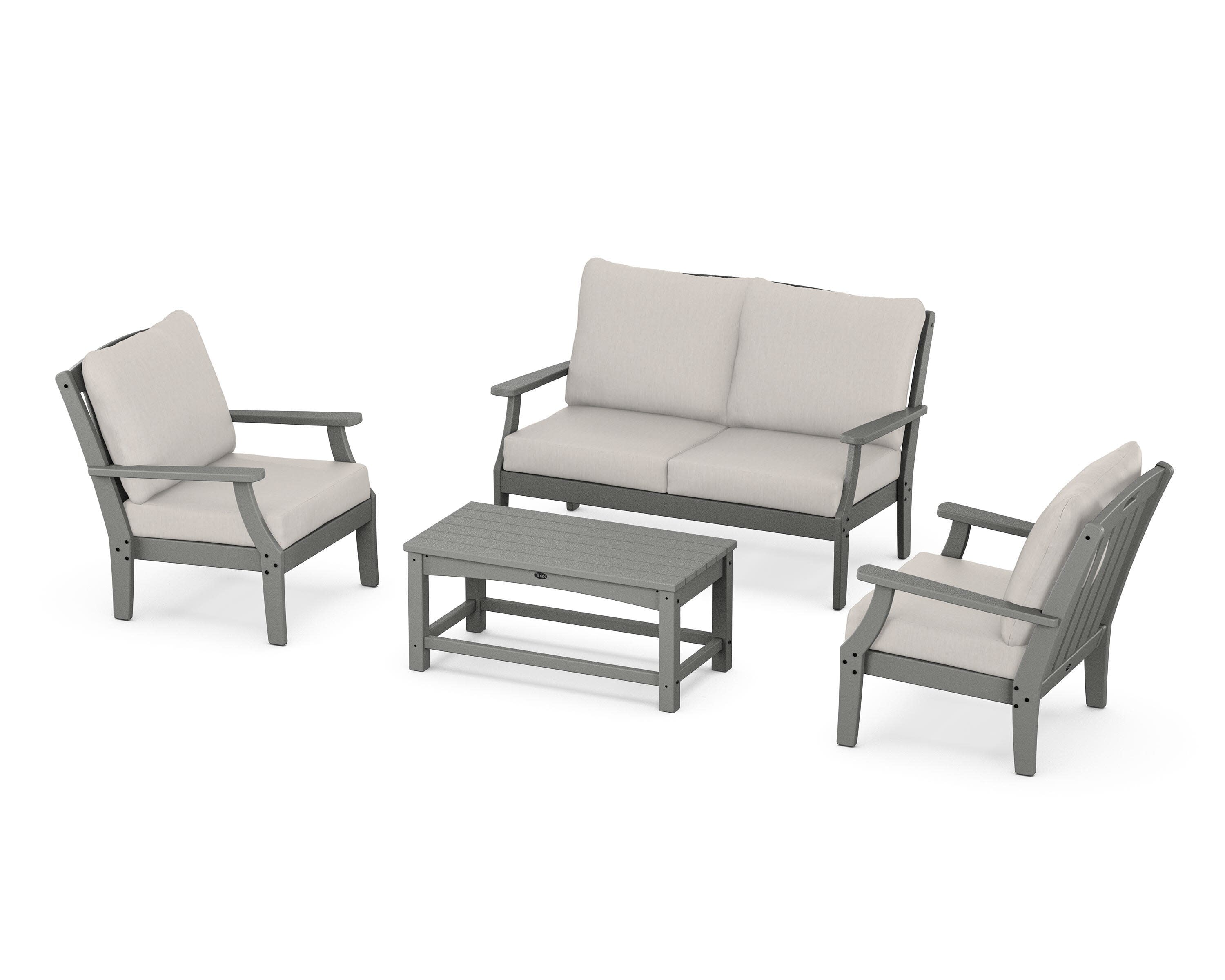 Yacht Club 4-Piece Deep Seating Chair Set in Stepping Stone / Cast Ash