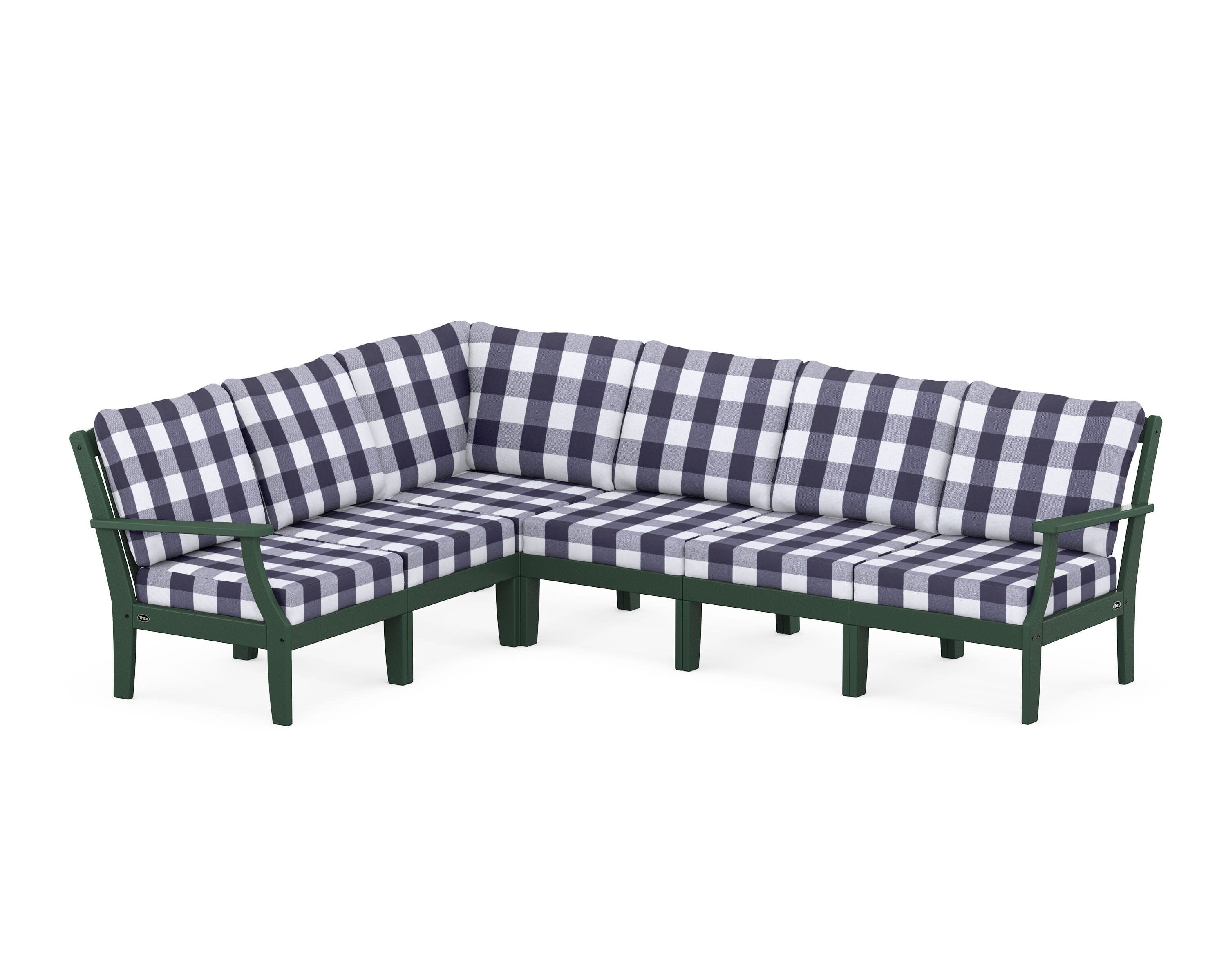 Yacht Club Modular 6-Piece Deep Seating Set in Rainforest Canopy / Buffalo Plaid Navy