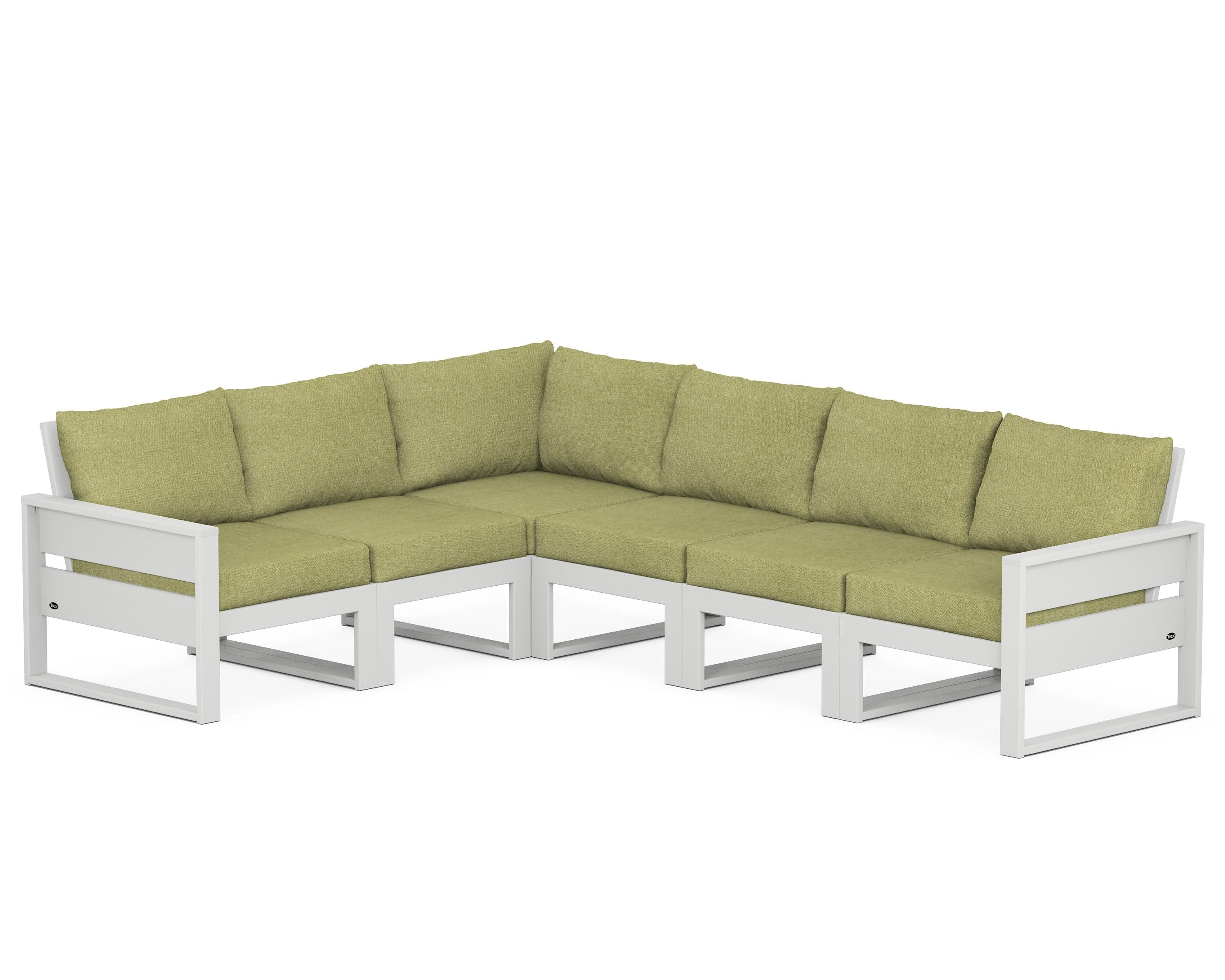 Eastport 6-Piece Sectional in Classic White / Chartreuse Boucle