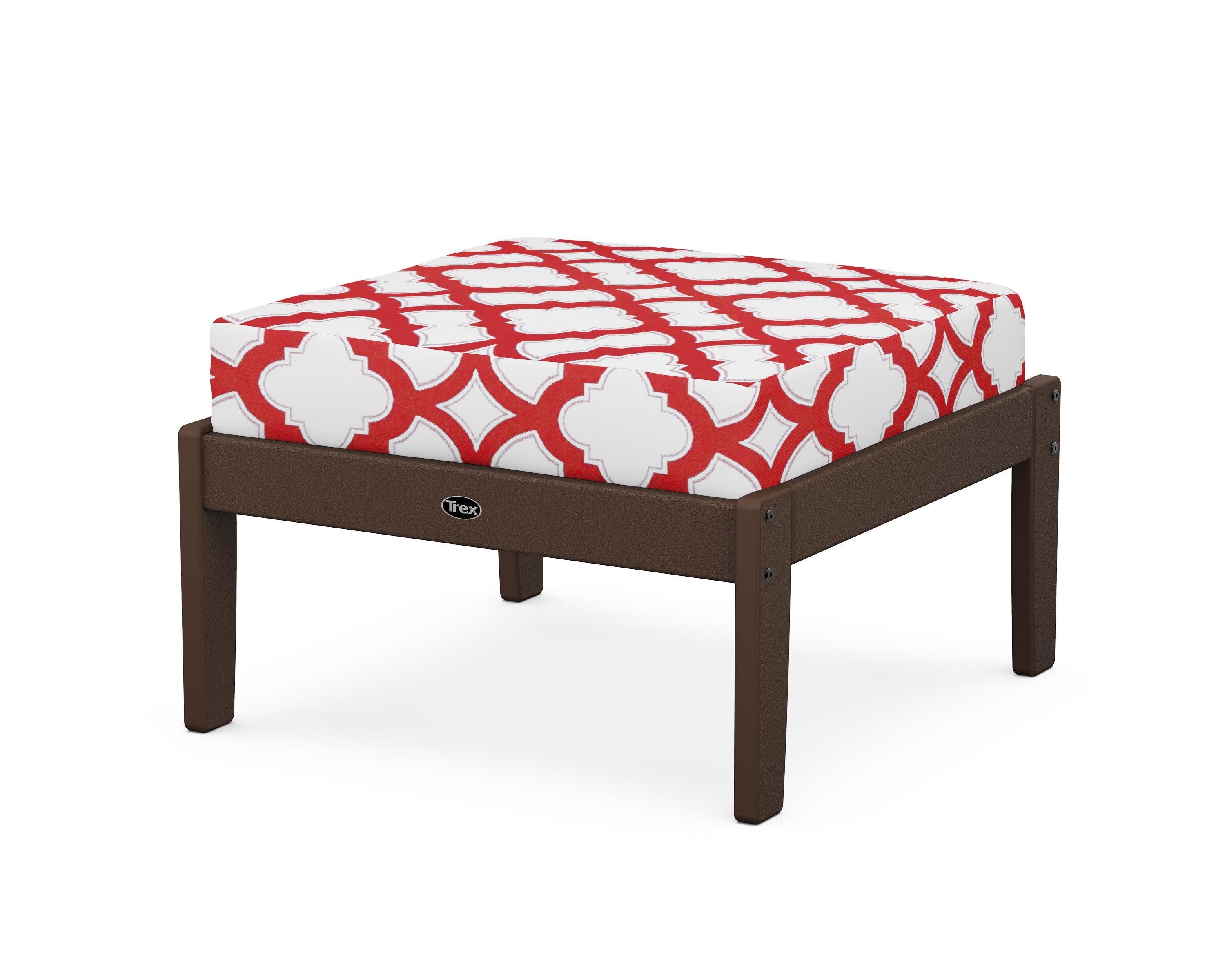 Yacht Club Deep Seating Ottoman in Vintage Lantern / Trellis Crimson