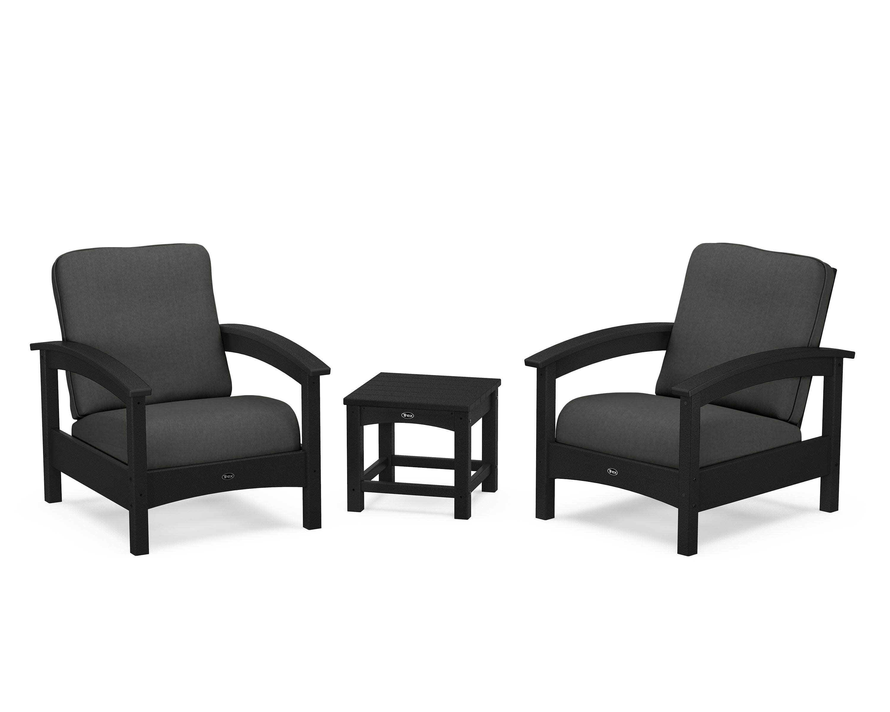 Rockport Club 3-Piece Deep Seating Conversation Set in Charcoal Black / Spectrum Carbon