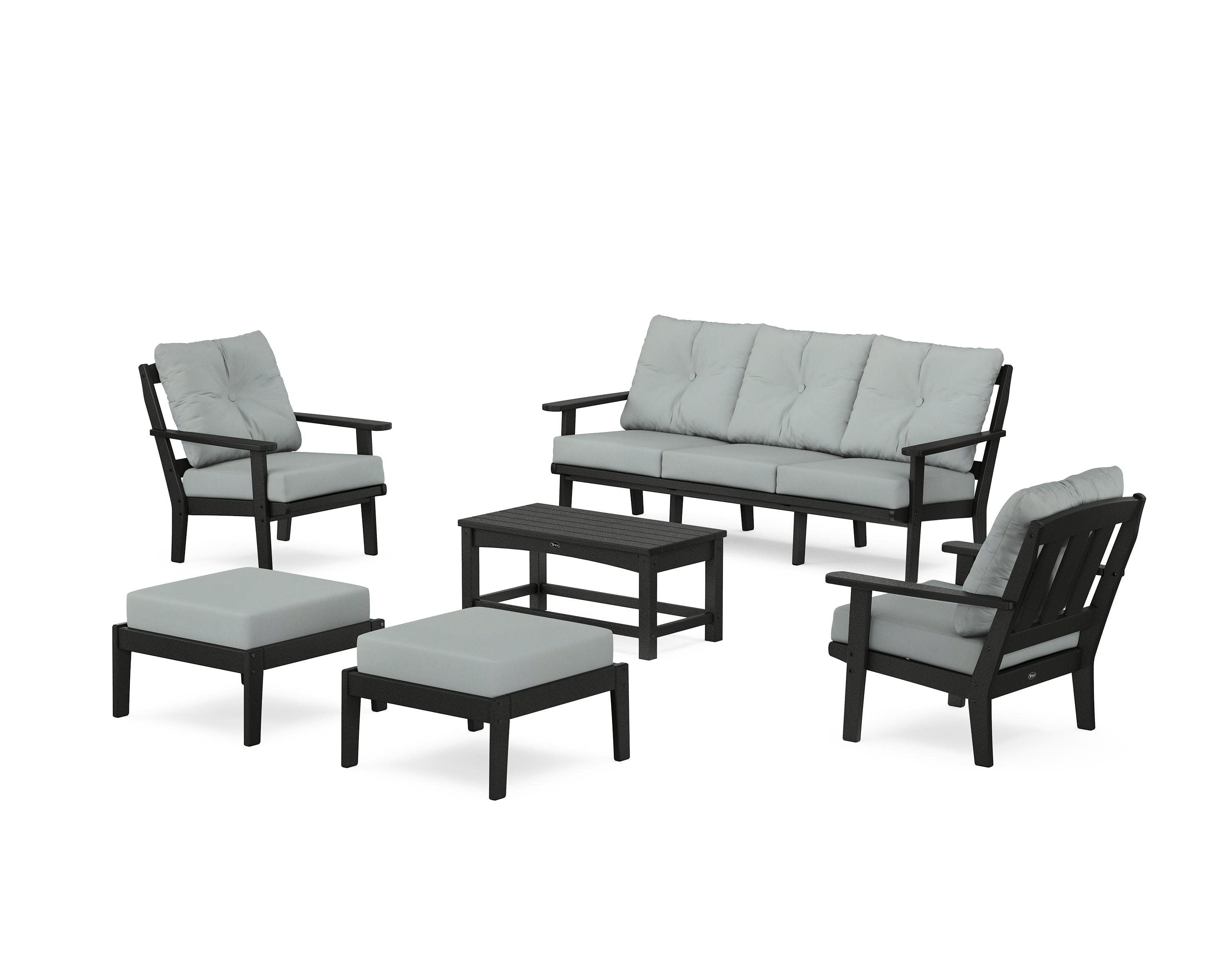 Cape Cod 6-Piece Lounge Sofa Set in Charcoal Black / Spa