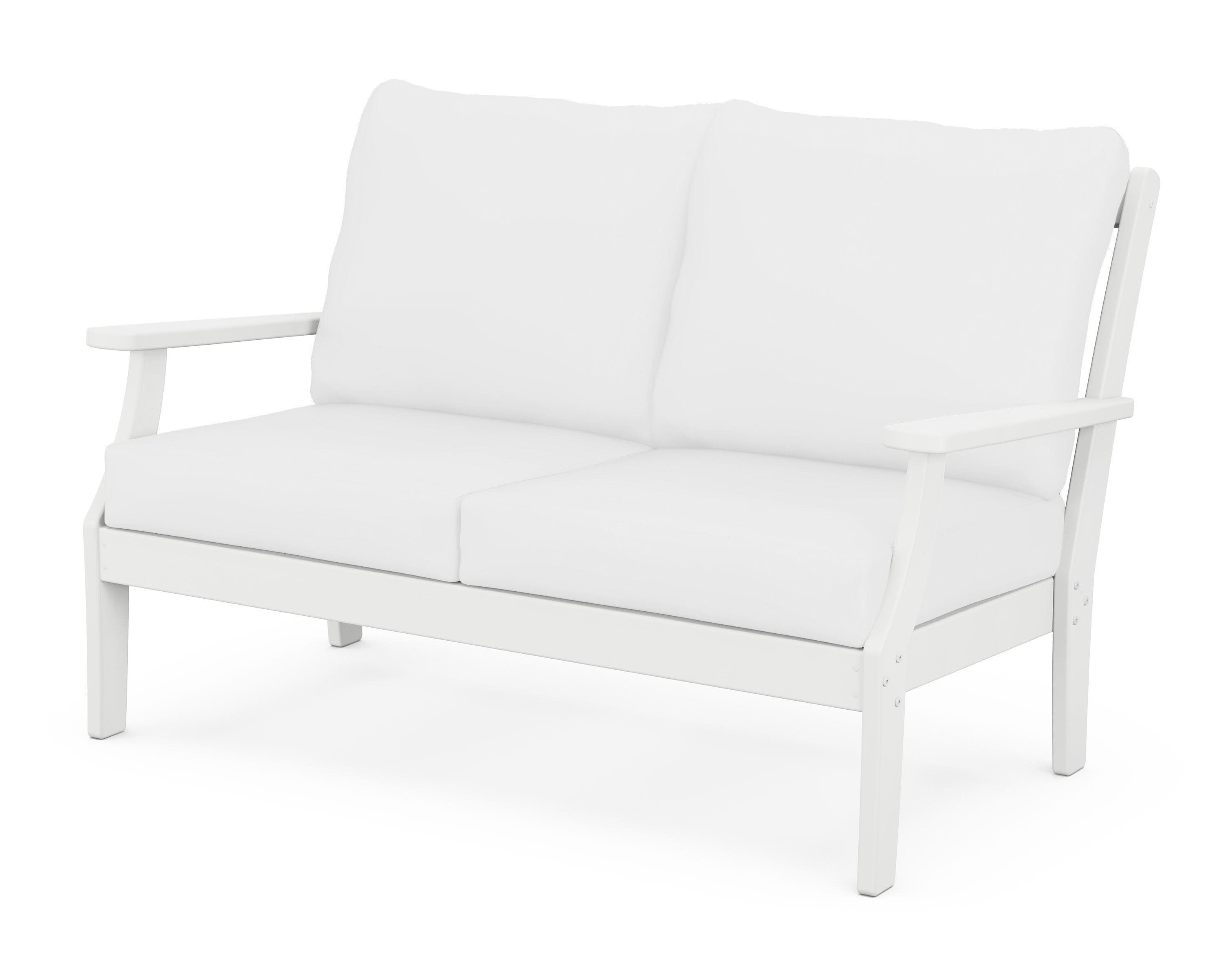 Yacht Club Deep Seating Loveseat in Classic White / Natural