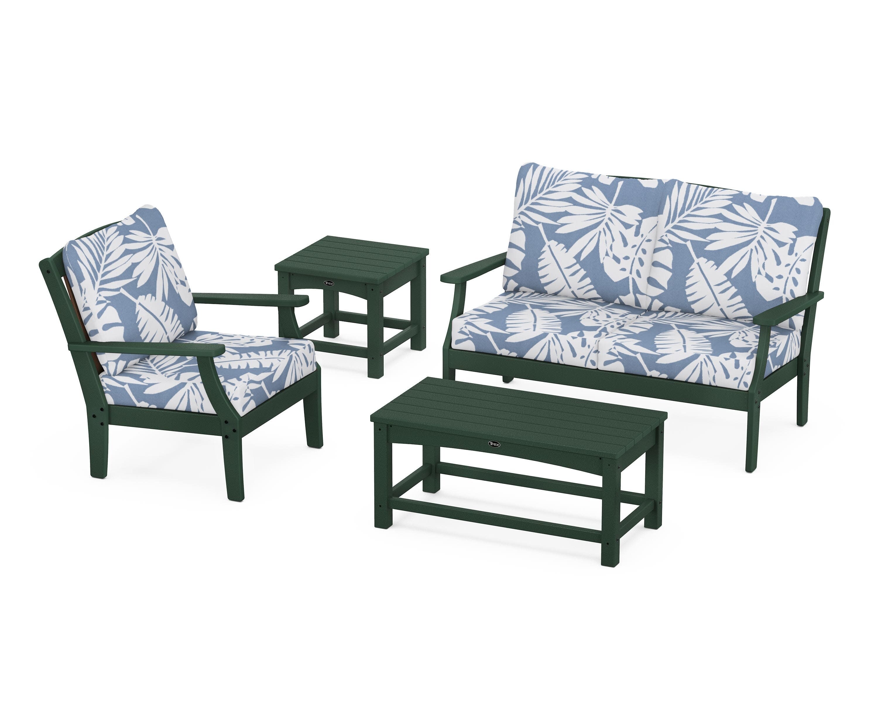 Yacht Club 4-Piece Deep Seating Set in Rainforest Canopy / Leaf Sky Blue