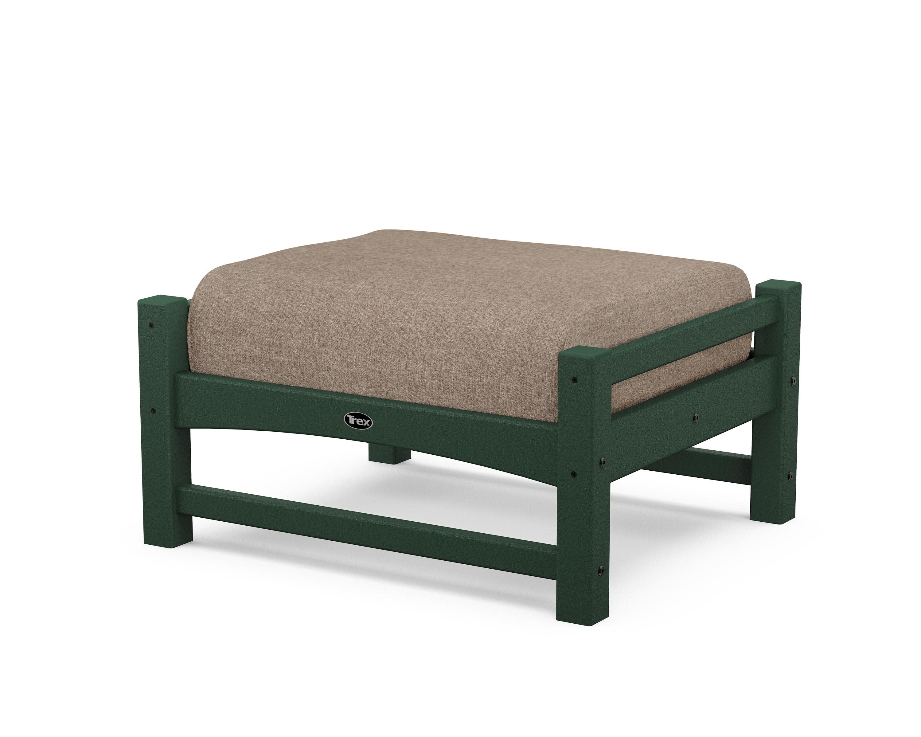 Rockport Club Ottoman in Rainforest Canopy / Spiced Burlap