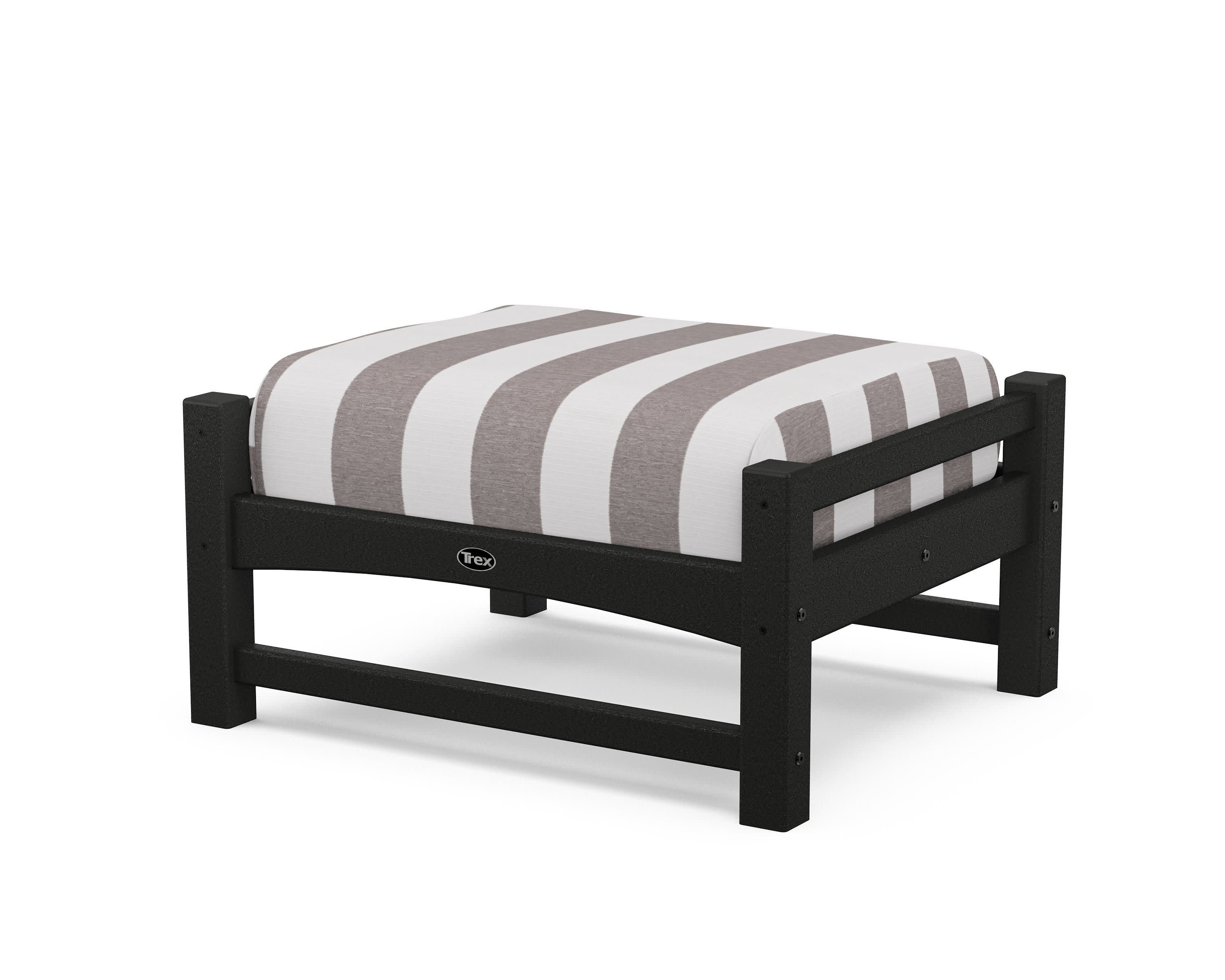 Rockport Club Ottoman in Charcoal Black / Cabana Stripe Grey Mist