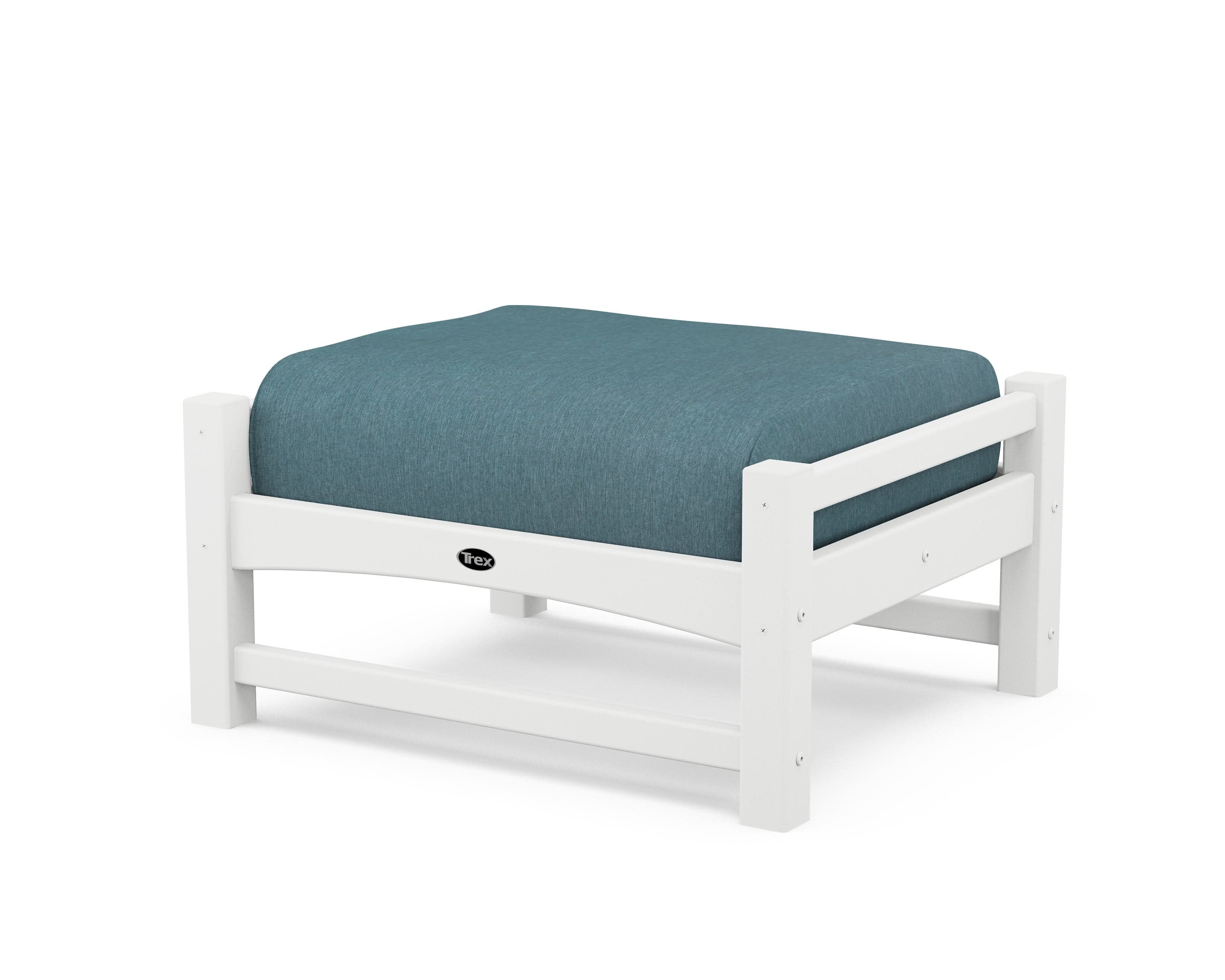 Rockport Club Ottoman in Classic White / Ocean Teal