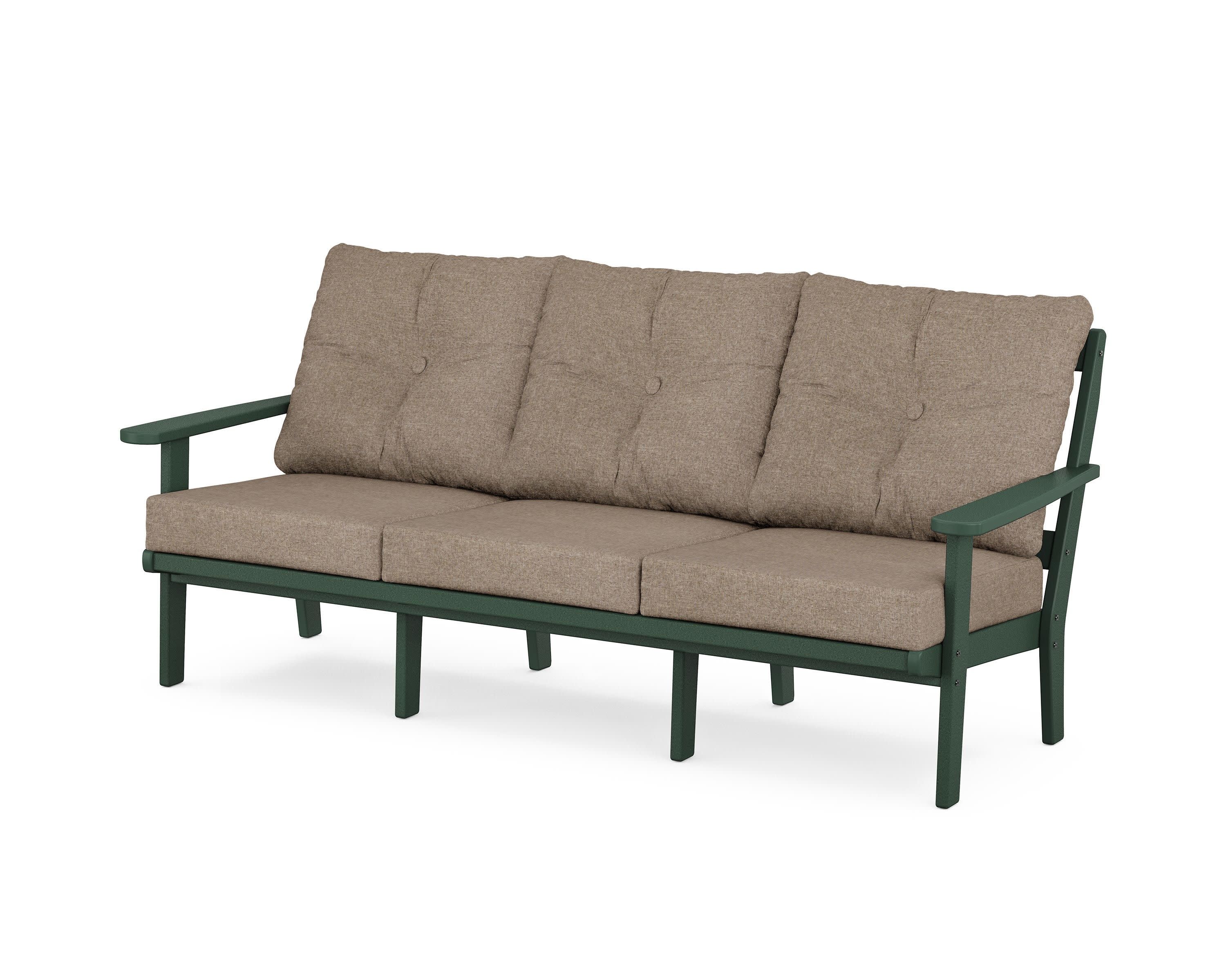 Cape Cod Deep Seating Sofa in Rainforest Canopy / Spiced Burlap