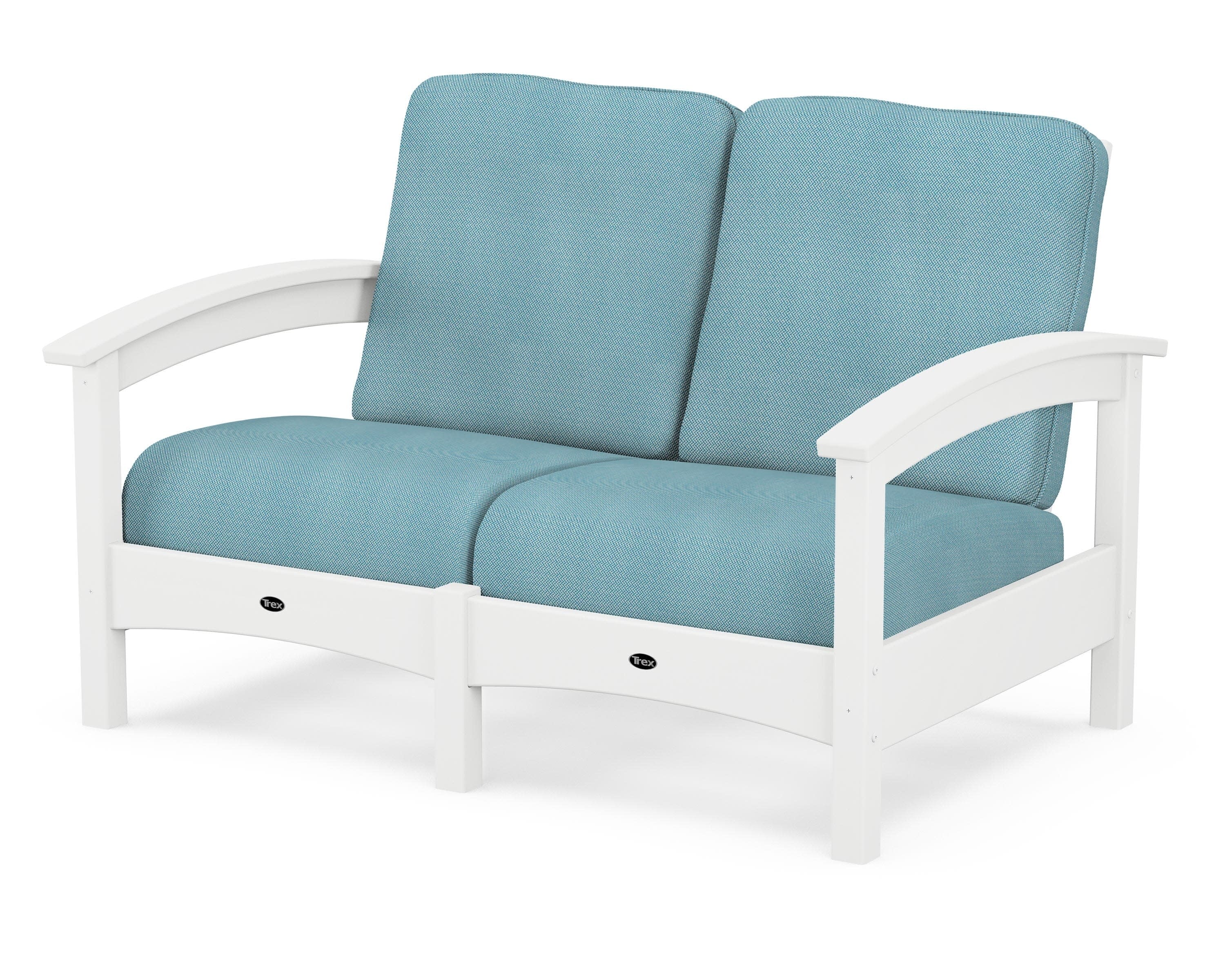 Rockport Club Loveseat in Classic White / Lattice Sky Blue