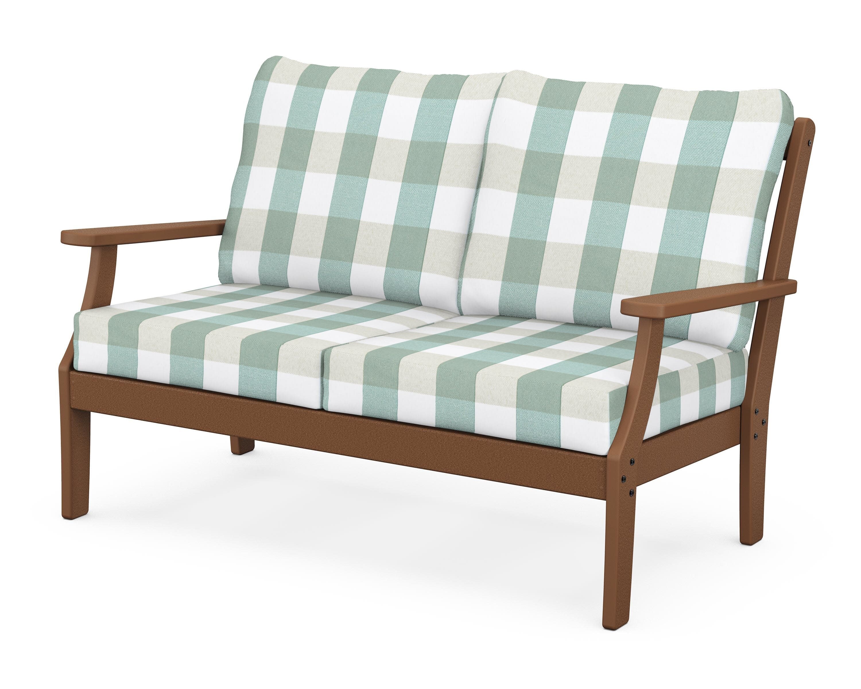 Yacht Club Deep Seating Loveseat in Tree House / Buffalo Plaid Glacier Spa
