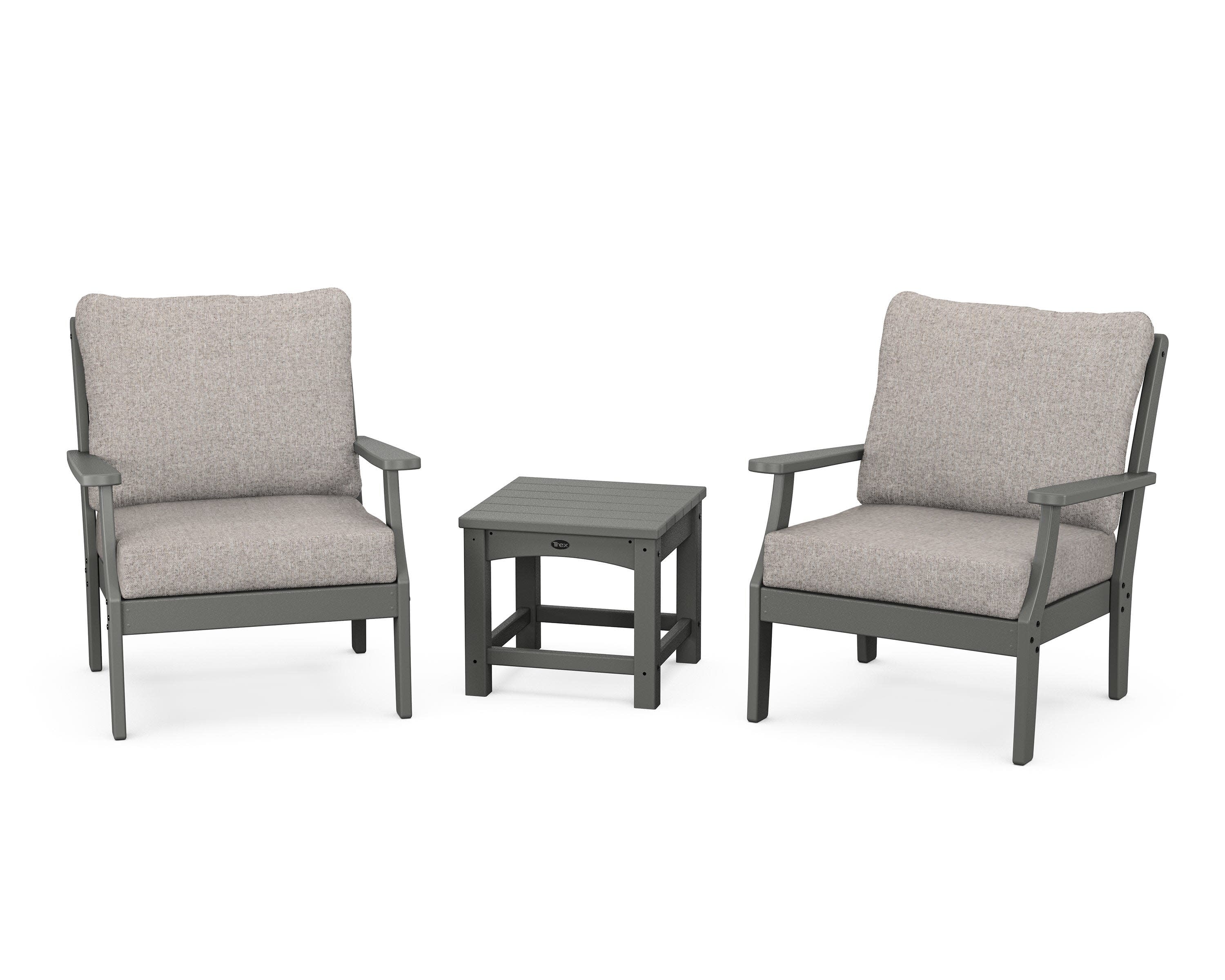 Yacht Club 3-Piece Deep Seating Set in Stepping Stone / Weathered Tweed