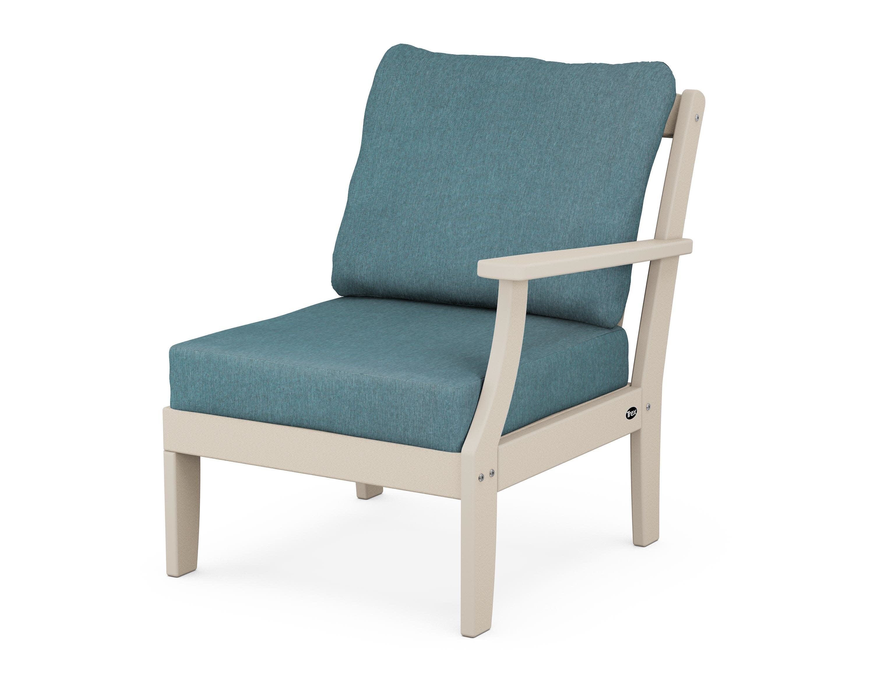 Yacht Club Modular Right Arm Chair in Sand Castle / Ocean Teal
