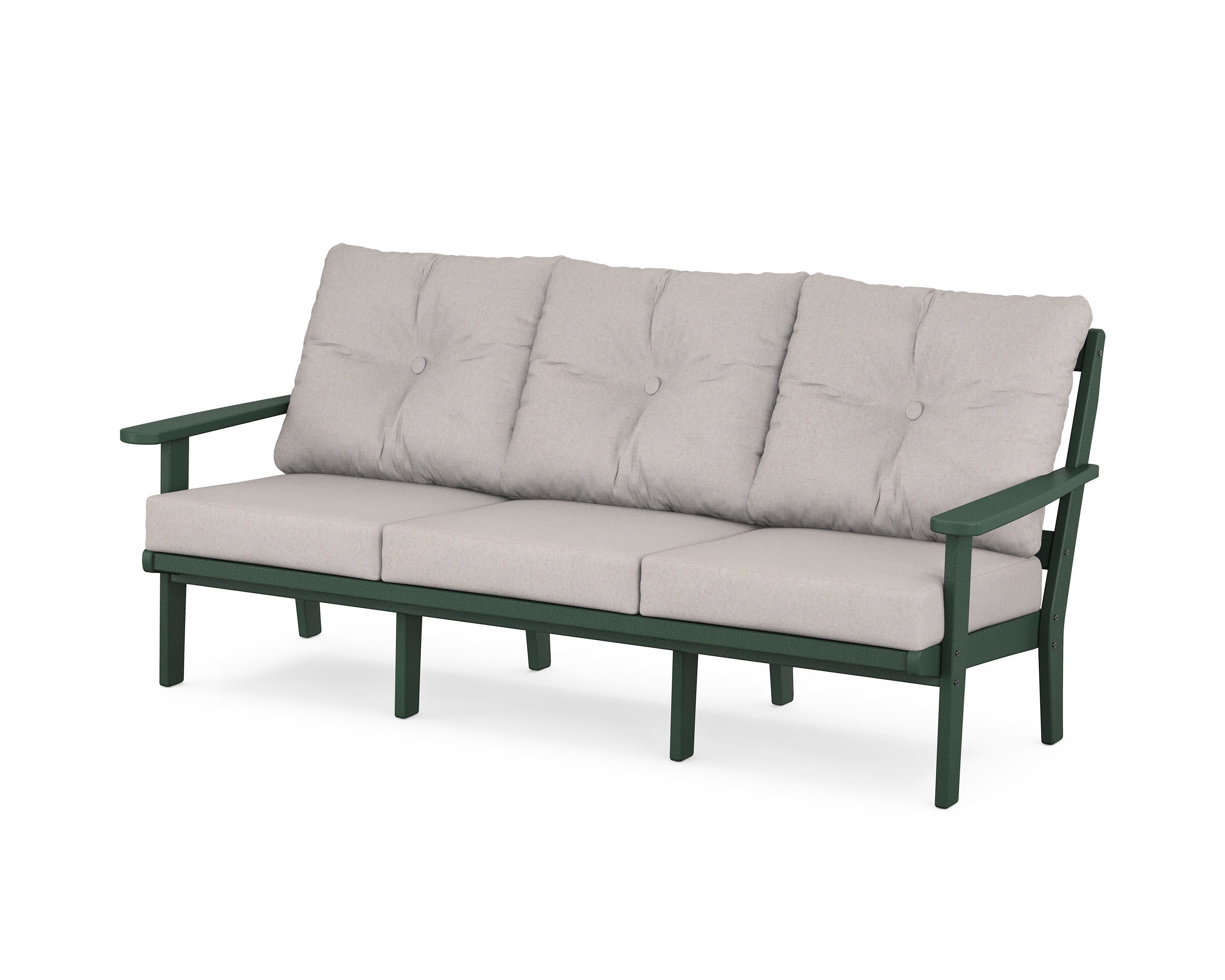 Cape Cod Deep Seating Sofa in Rainforest Canopy / Dune Burlap