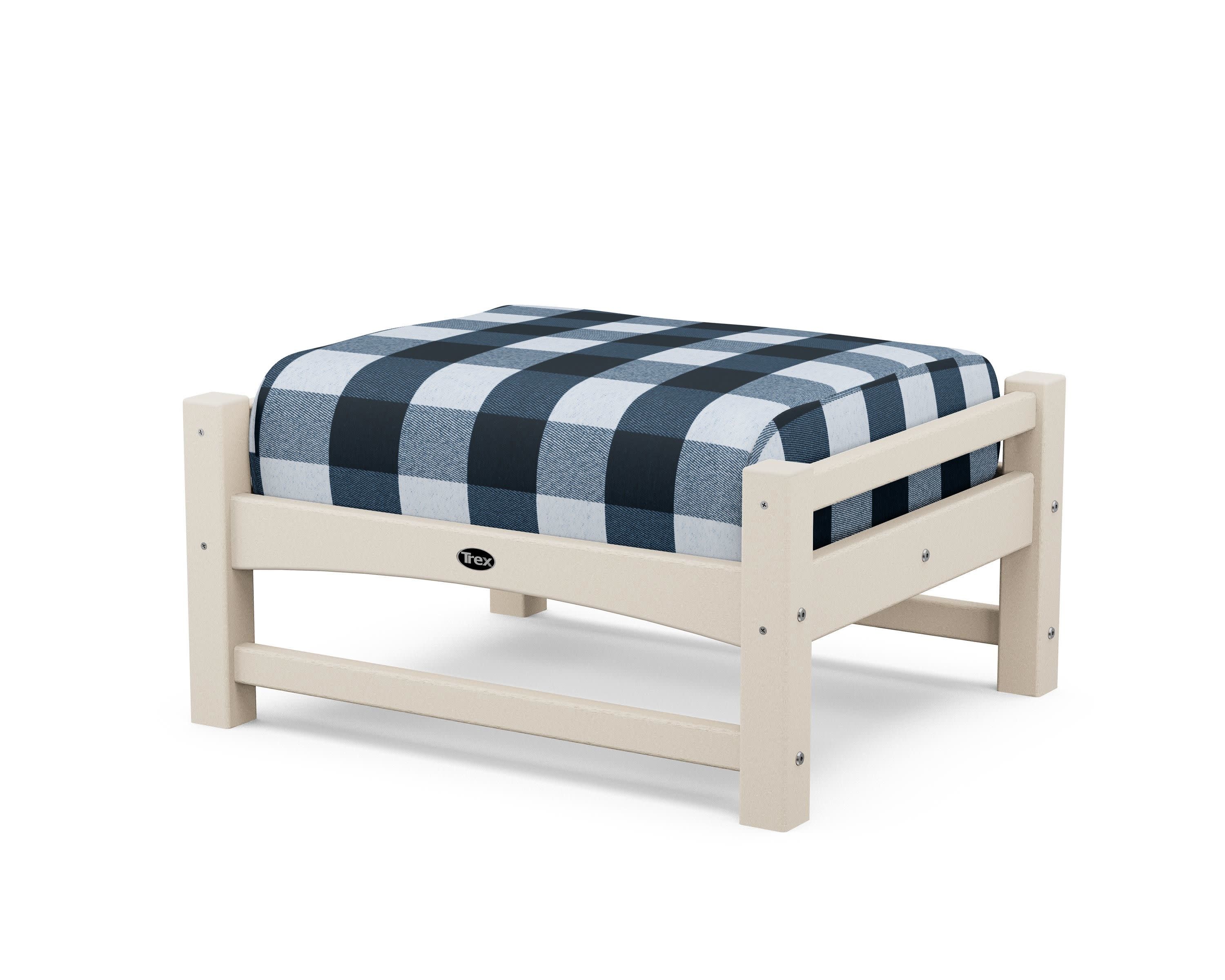Rockport Club Ottoman in Sand Castle / Buffalo Plaid Marine Indigo