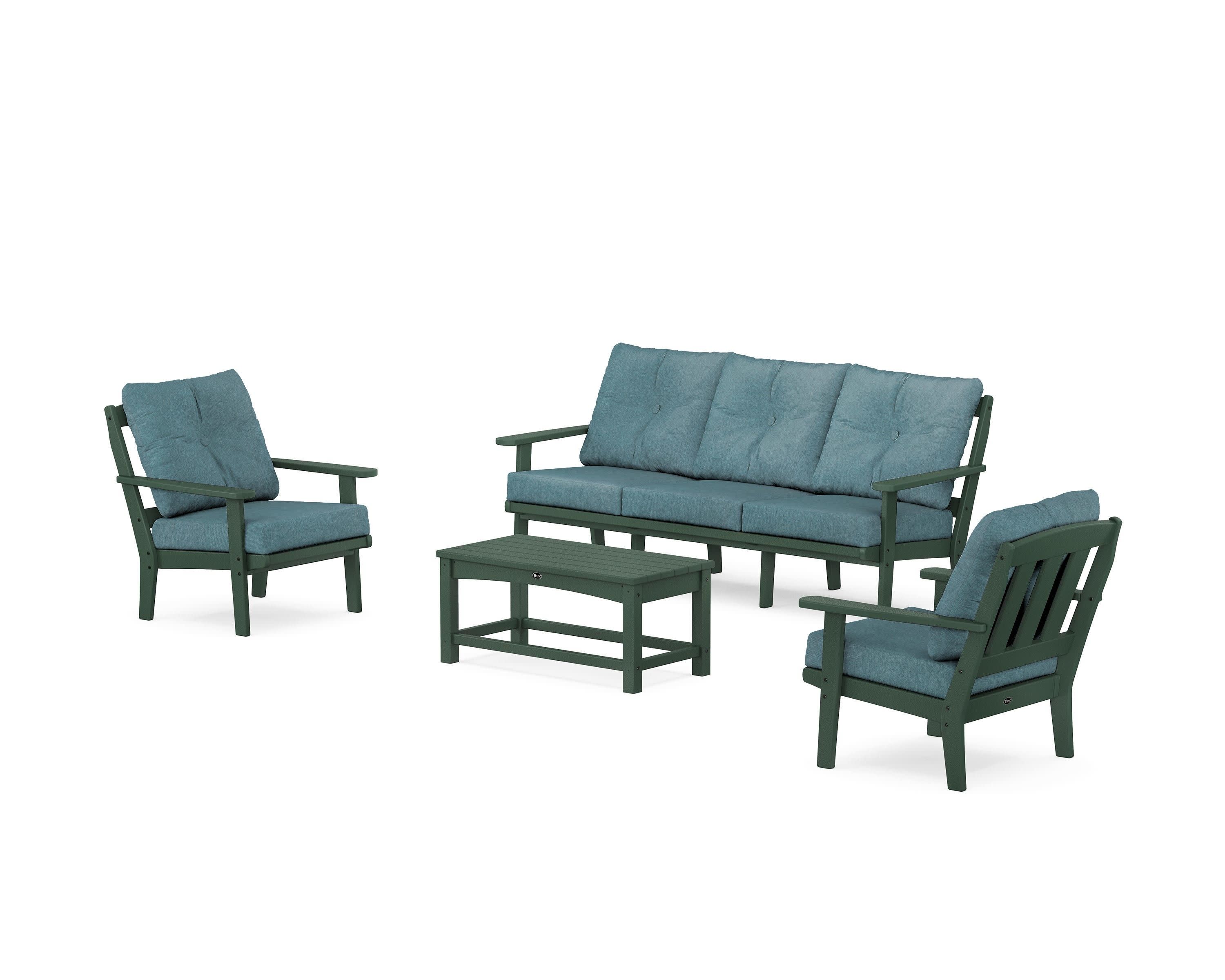 Cape Cod 4-Piece Deep Seating Set with Sofa in Rainforest Canopy / Ocean Teal