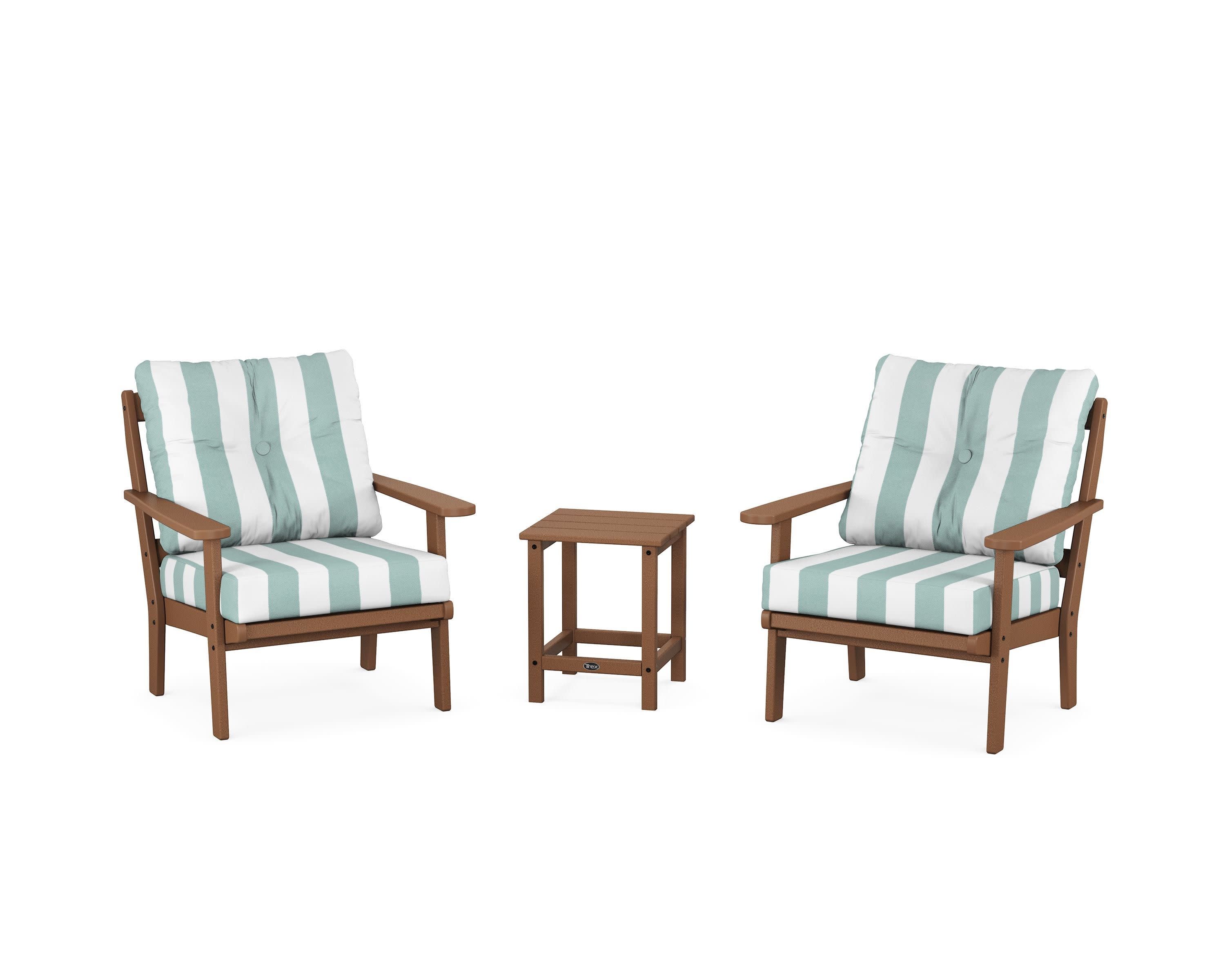 Cape Cod 3-Piece Deep Seating Set in Tree House / Cabana Stripe Glacier Spa