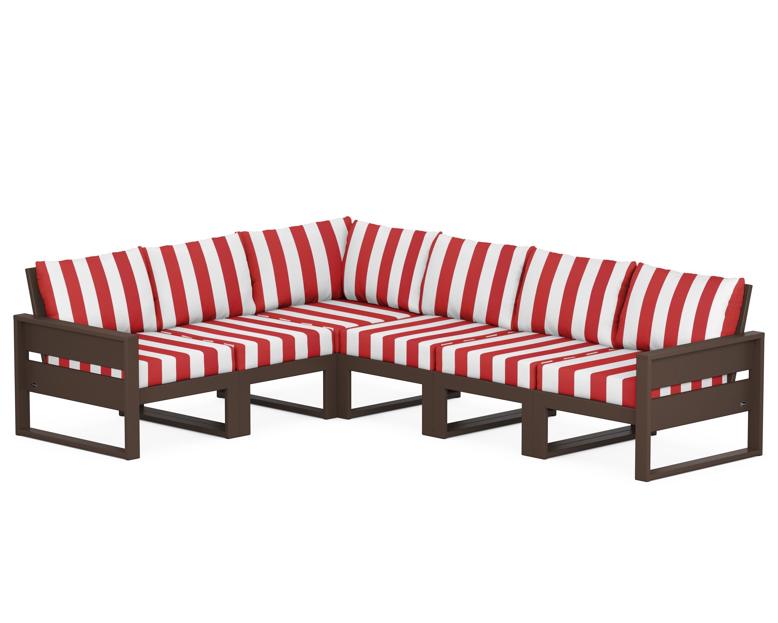 Eastport 6-Piece Sectional in Vintage Lantern / Cabana Stripe Crimson