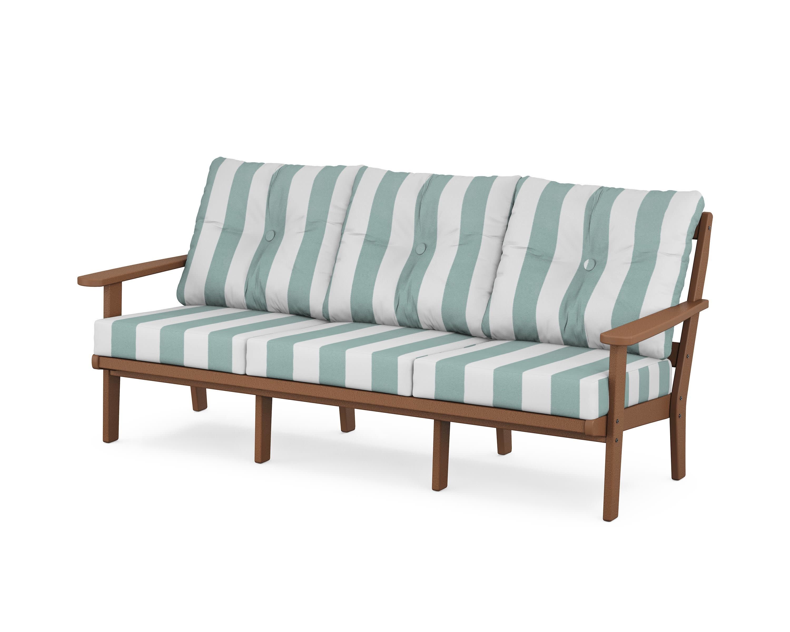 Cape Cod Deep Seating Sofa in Tree House / Cabana Stripe Glacier Spa