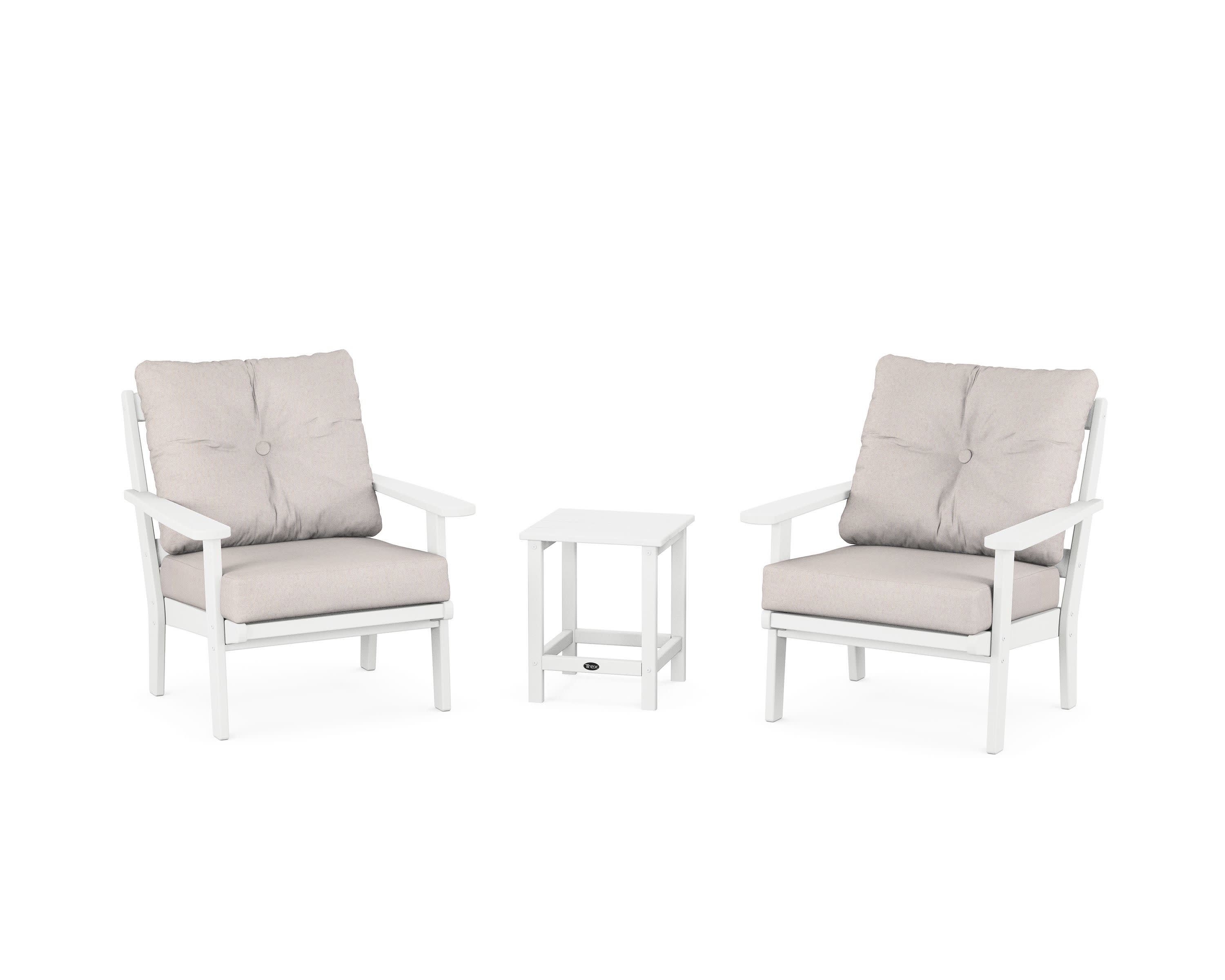Cape Cod 3-Piece Deep Seating Set in Classic White / Dune Burlap