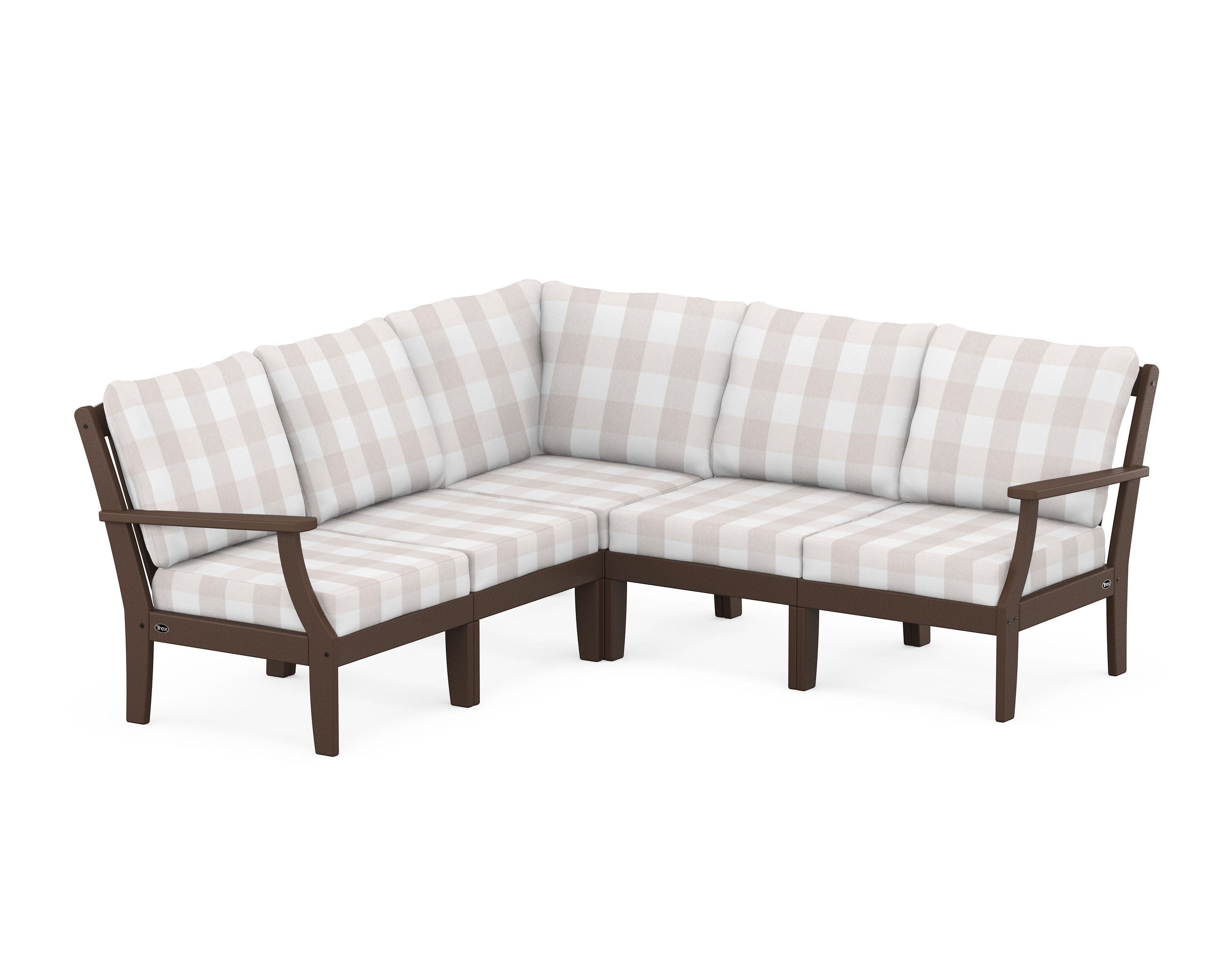 Yacht Club Modular 5-Piece Deep Seating Set in Vintage Lantern / Buffalo Plaid Dune Burlap