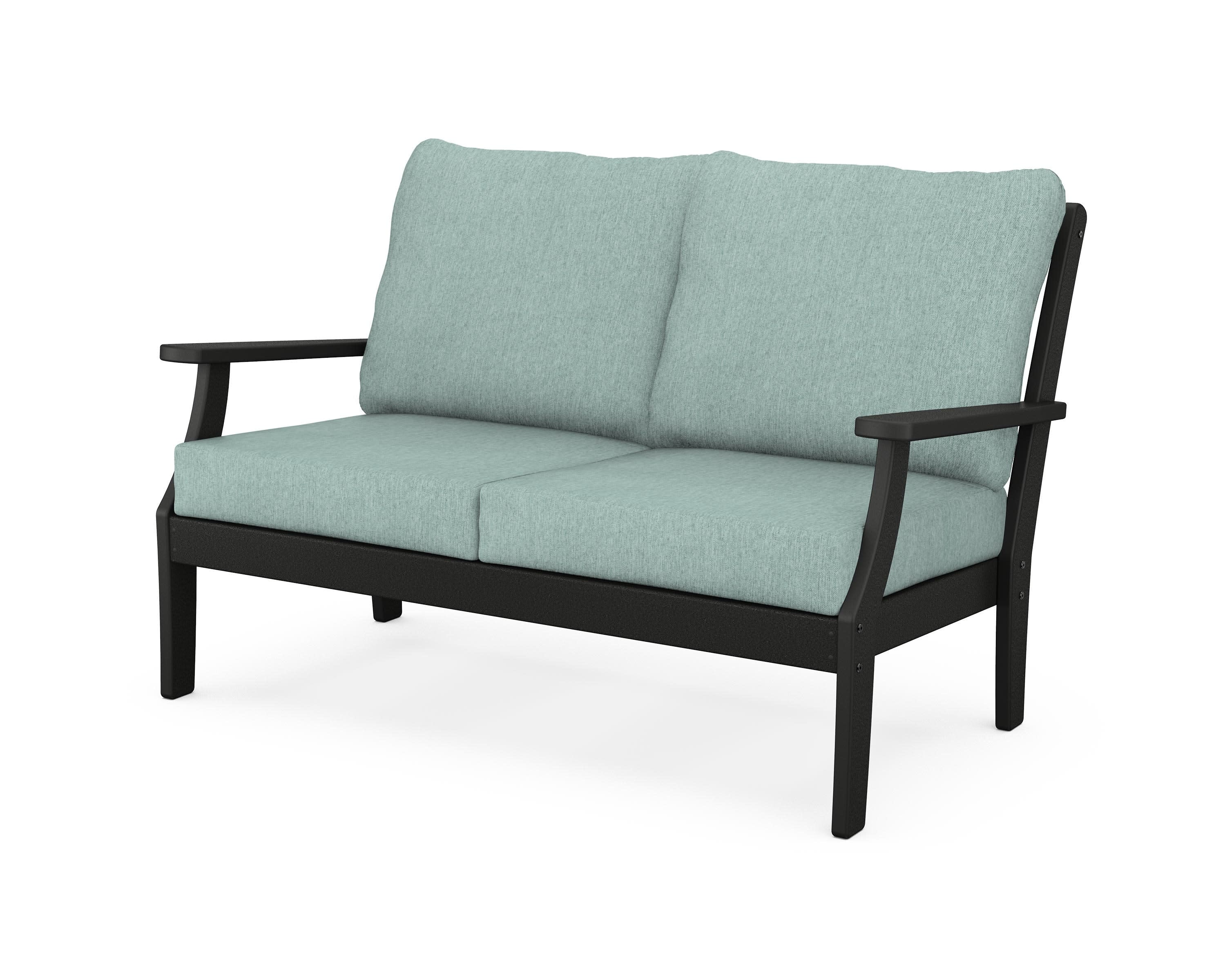 Yacht Club Deep Seating Loveseat in Charcoal Black / Glacier Spa