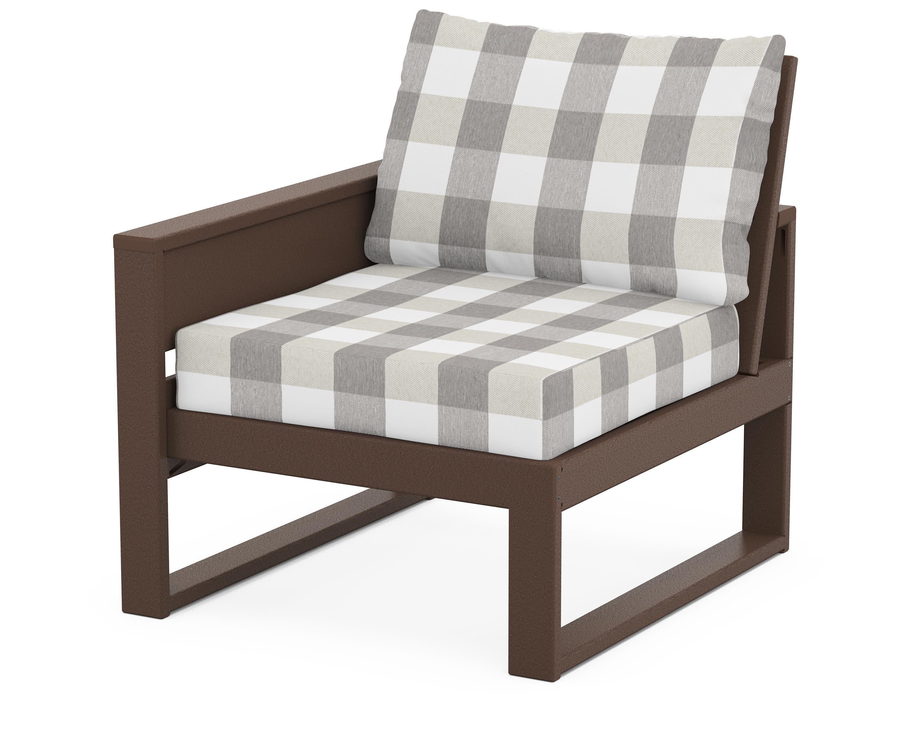 Eastport Modular Left Arm Chair in Vintage Lantern / Buffalo Plaid Grey Mist