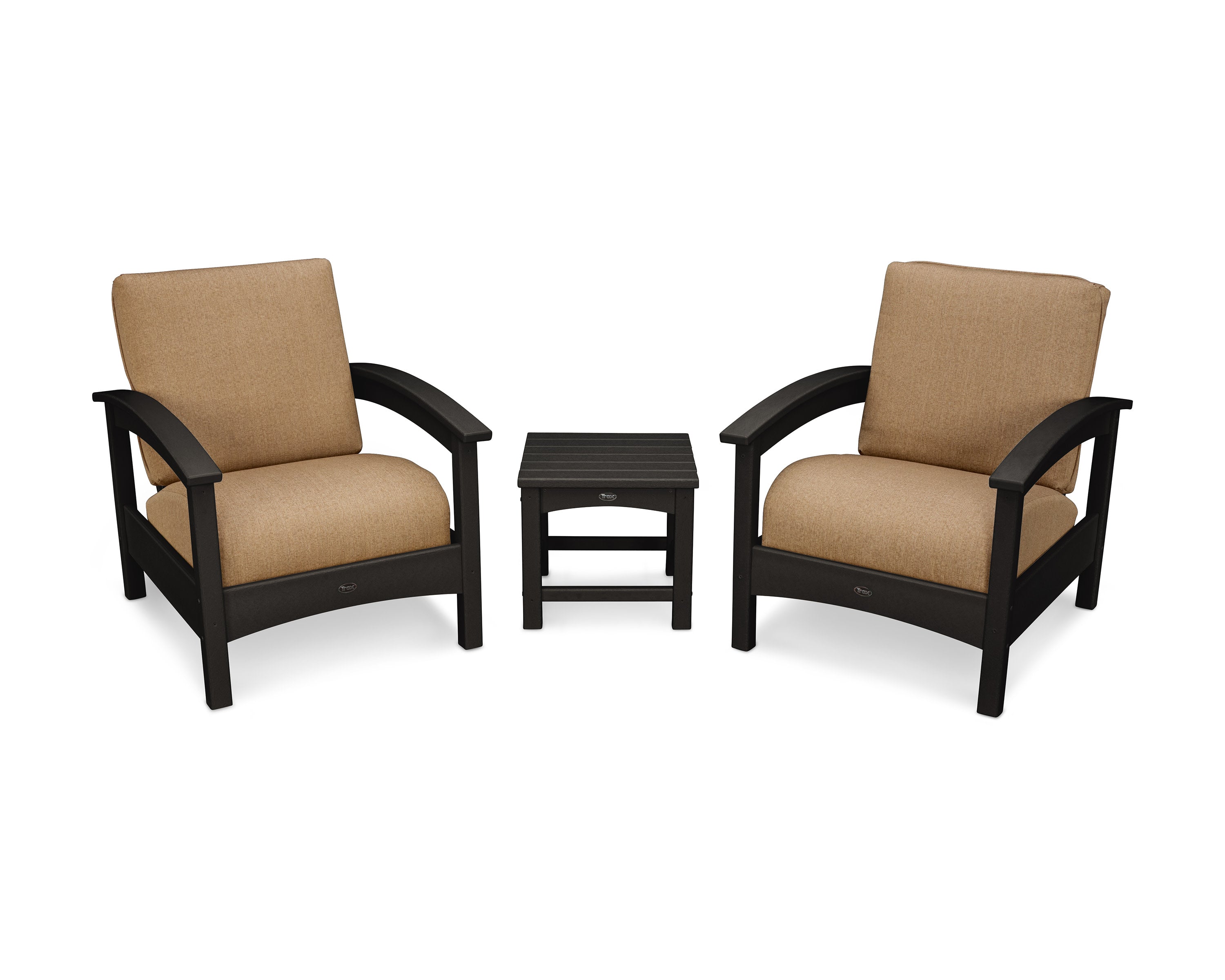 Rockport Club 3-Piece Deep Seating Conversation Set in Charcoal Black / Sesame