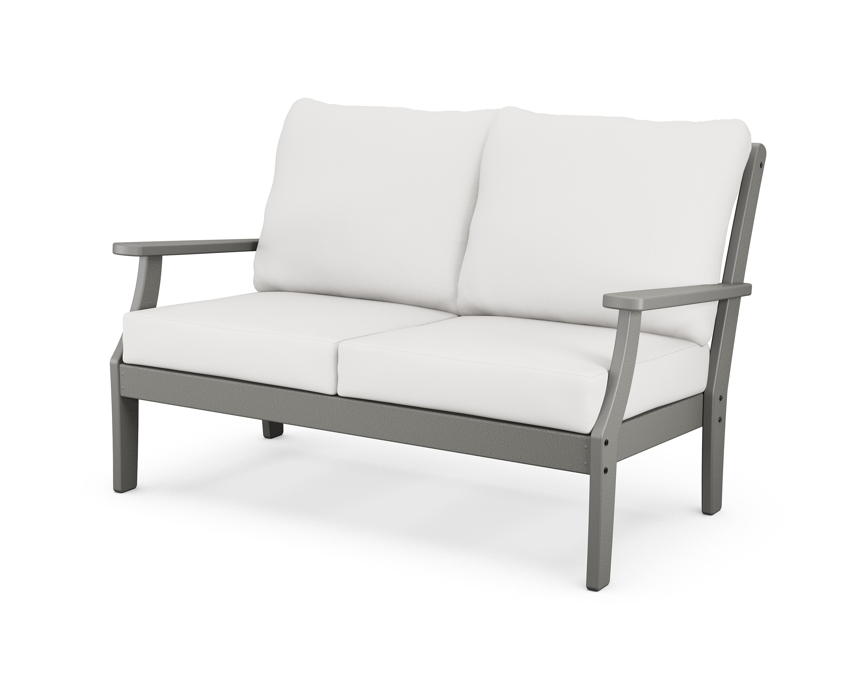 Yacht Club Deep Seating Loveseat in Stepping Stone / Natural Linen