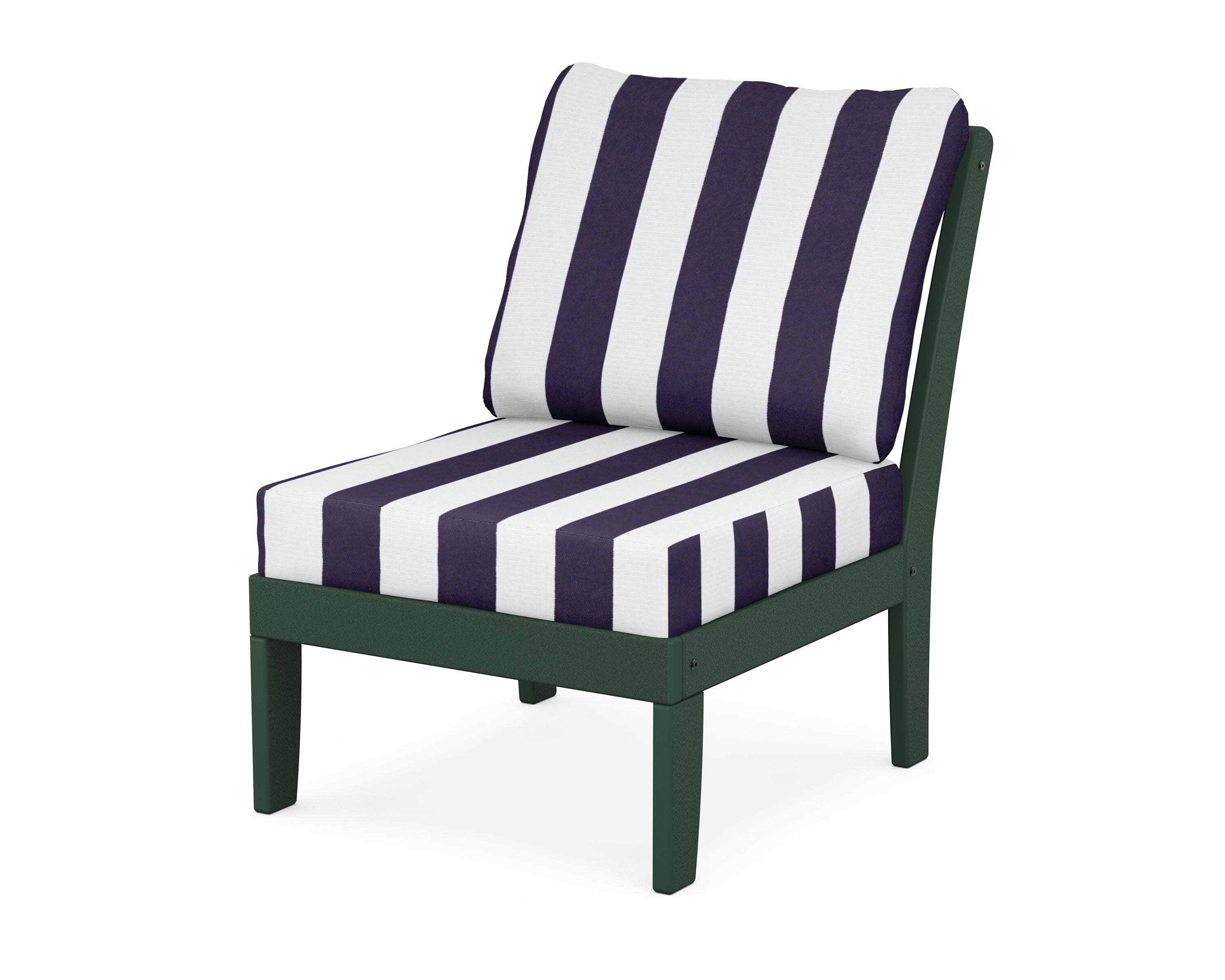 Yacht Club Modular Armless Chair in Rainforest Canopy / Cabana Stripe Navy