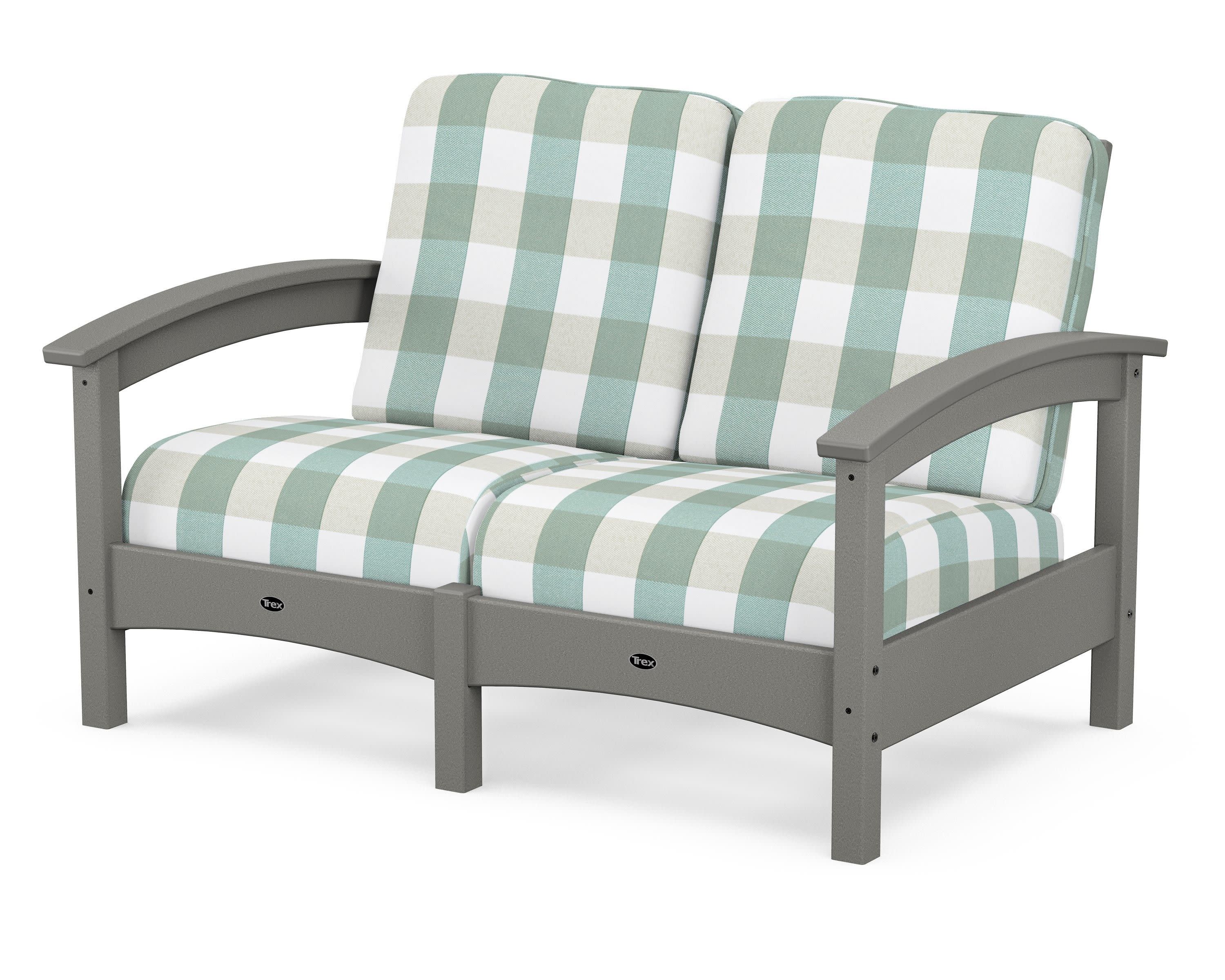 Rockport Club Loveseat in Stepping Stone / Buffalo Plaid Glacier Spa