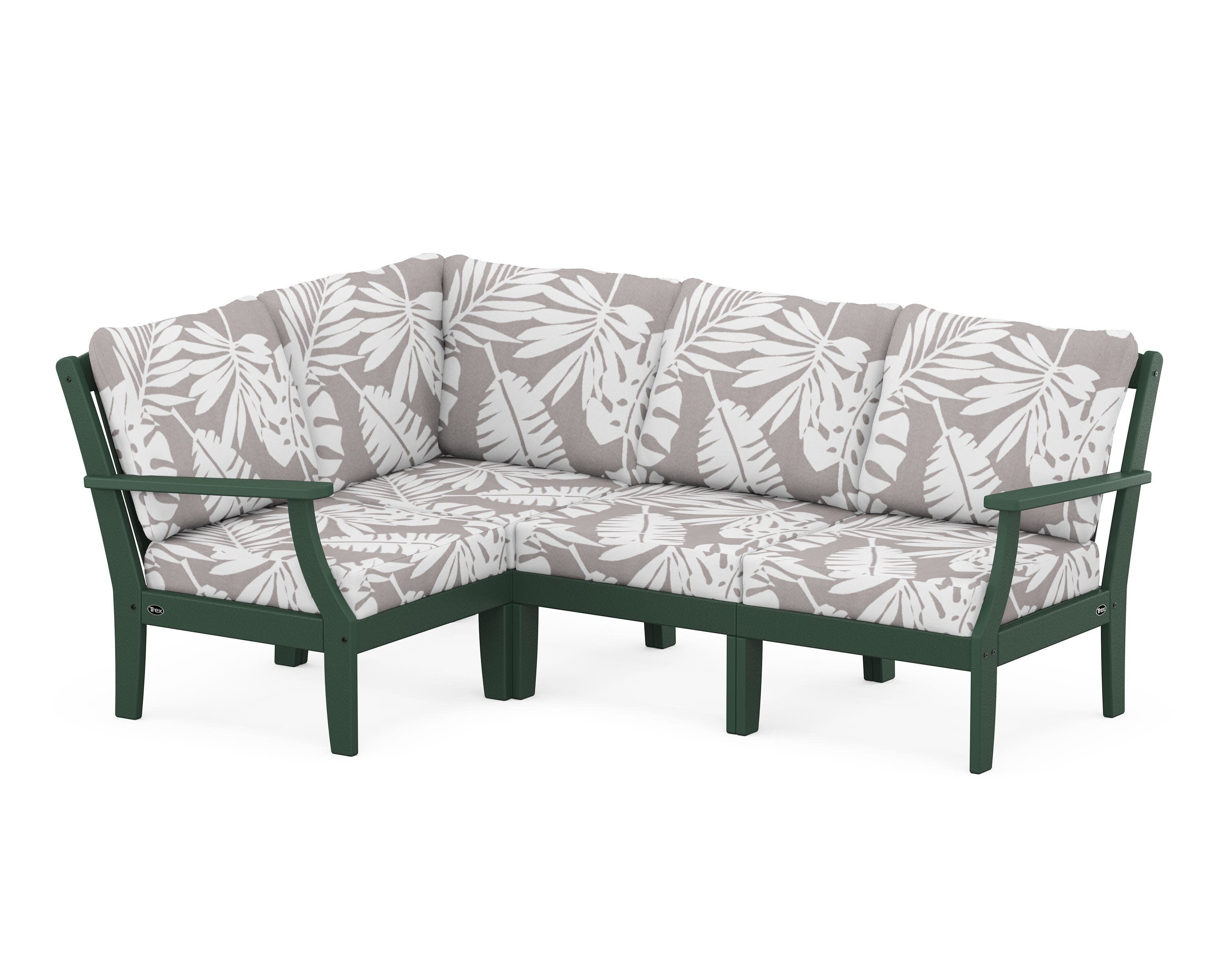 Yacht Club Modular 4-Piece Deep Seating Set in Rainforest Canopy / Leaf Grey Mist