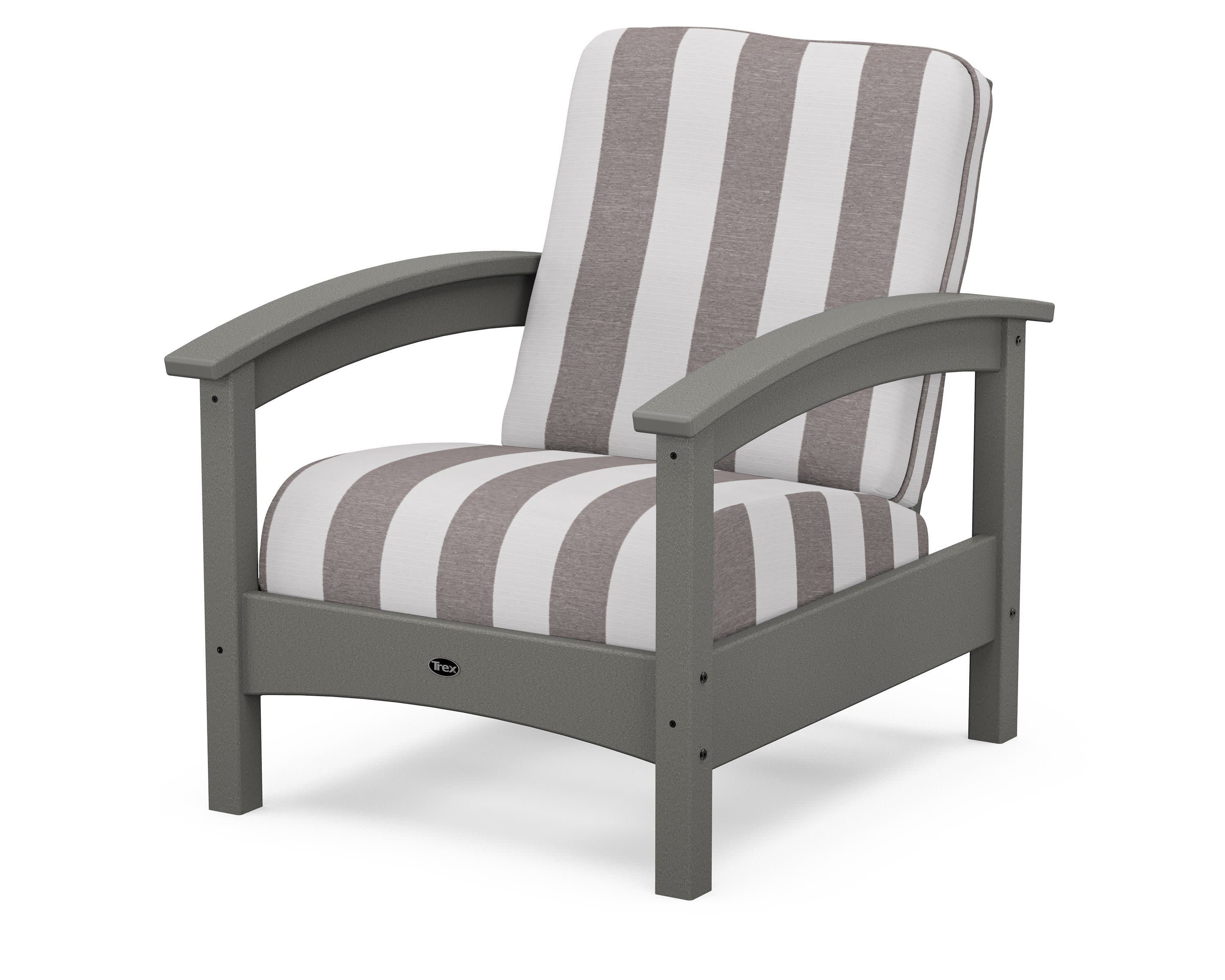 Rockport Club Chair in Stepping Stone / Cabana Stripe Grey Mist