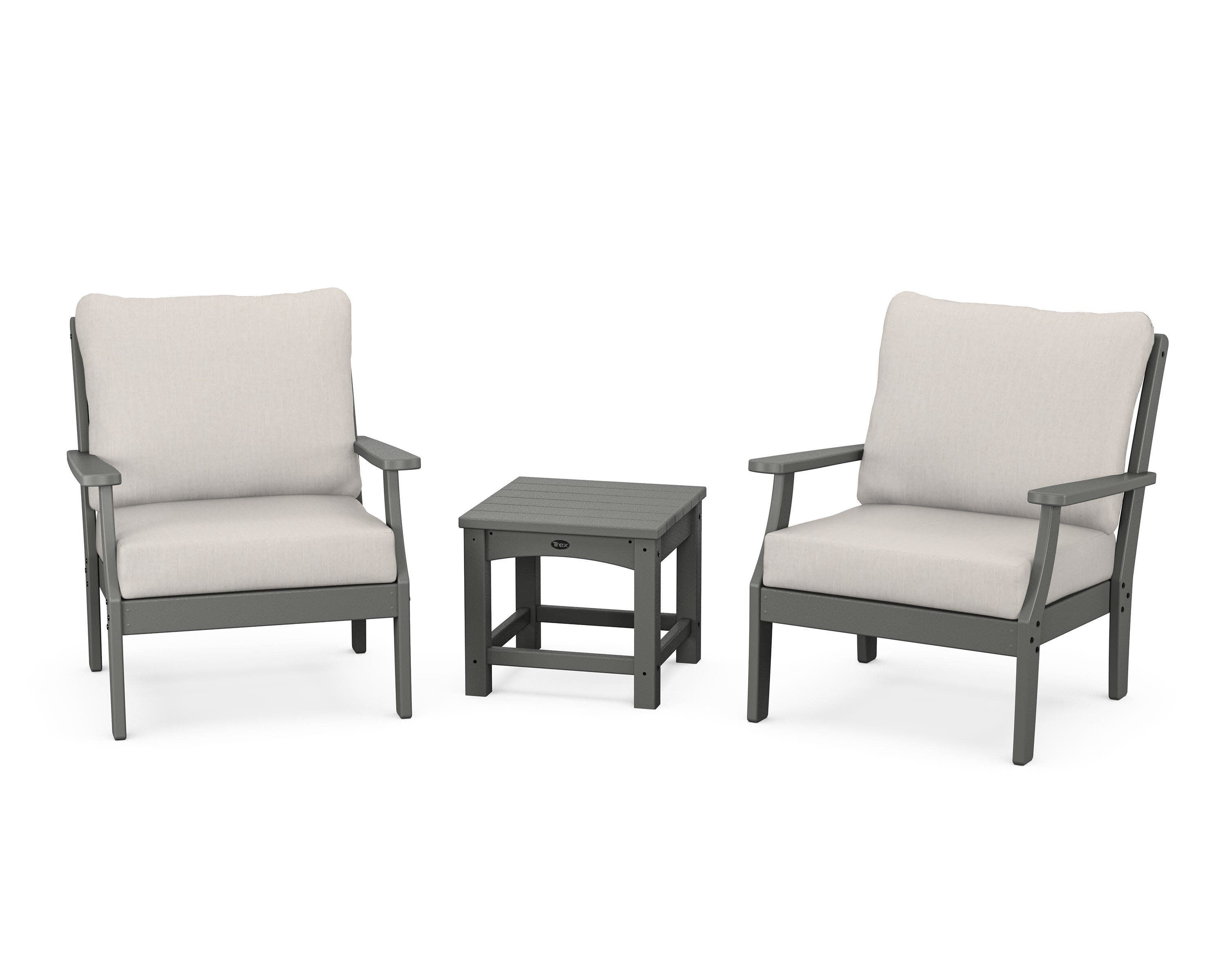 Yacht Club 3-Piece Deep Seating Set in Stepping Stone / Cast Ash