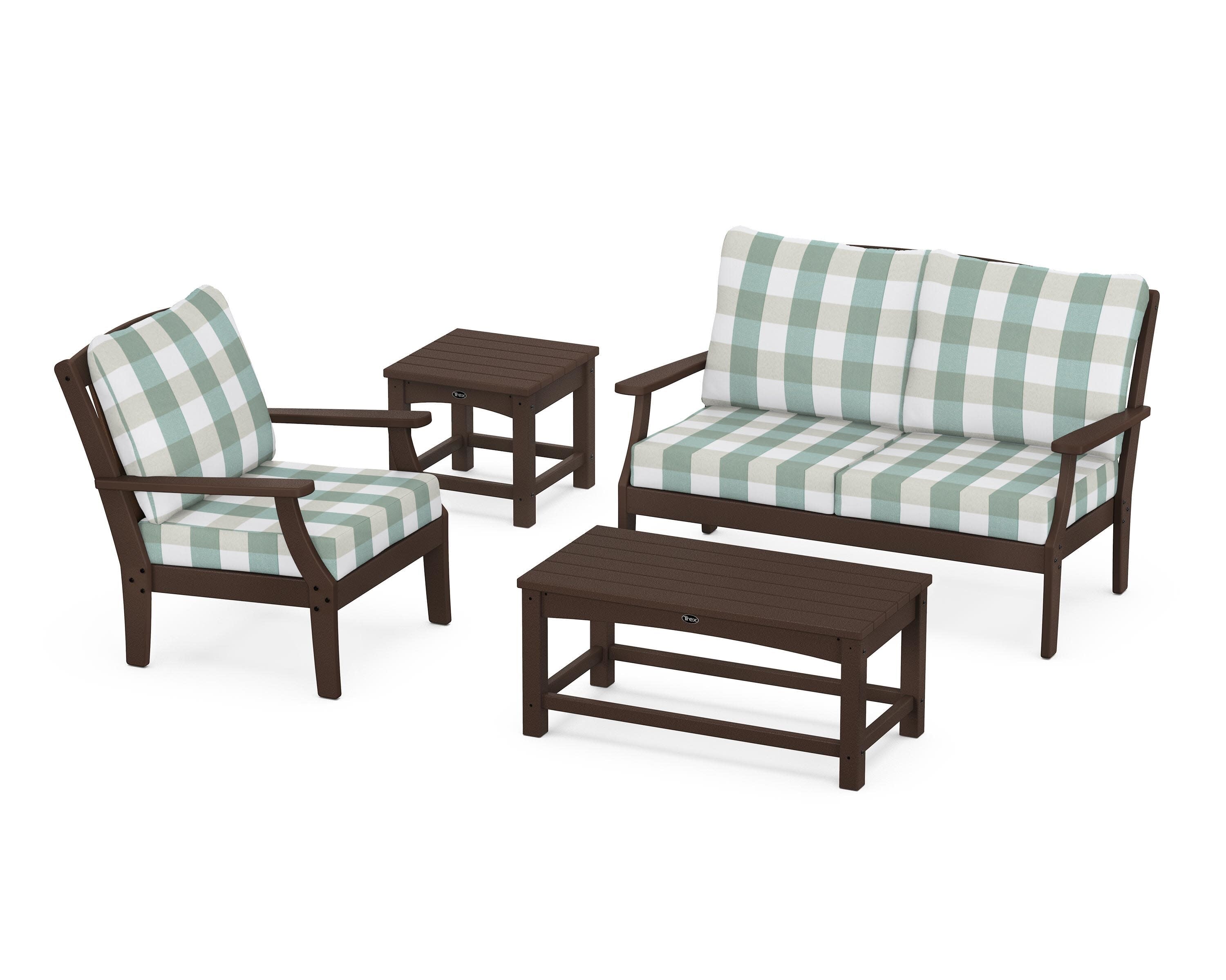Yacht Club 4-Piece Deep Seating Set in Vintage Lantern / Buffalo Plaid Glacier Spa
