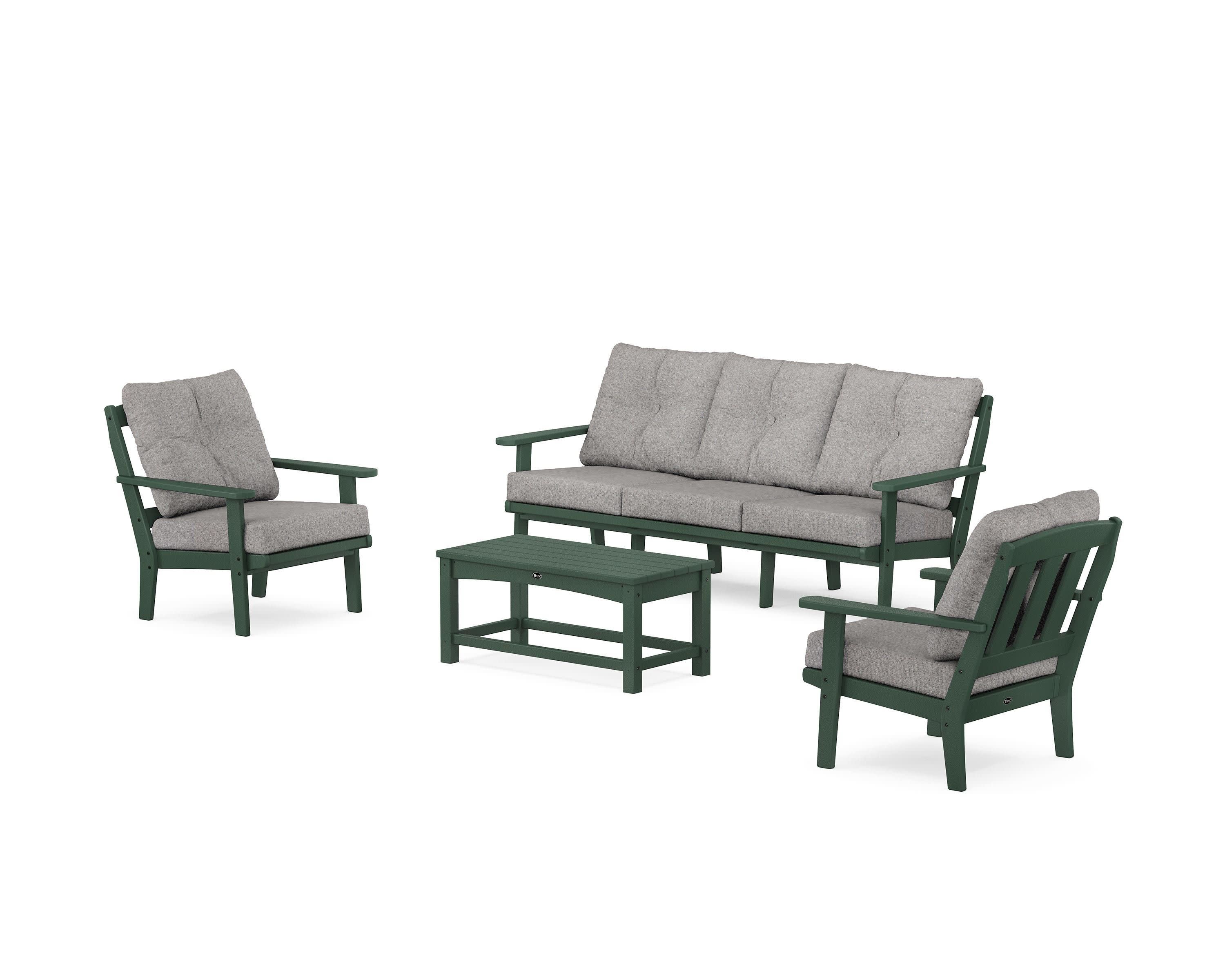 Cape Cod 4-Piece Deep Seating Set with Sofa in Rainforest Canopy / Grey Mist