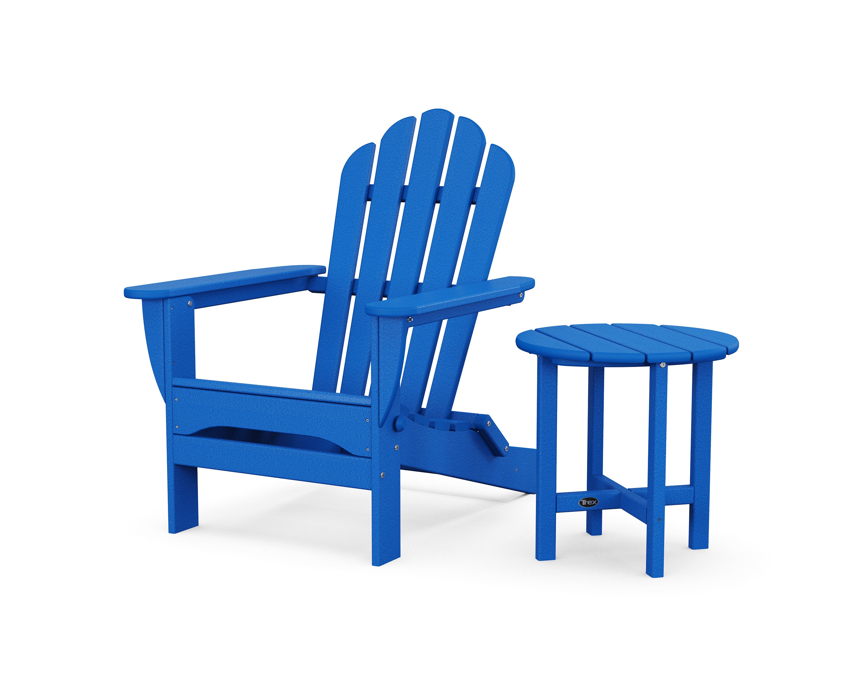 Monterey Bay Folding Adirondack Chair with Side Table in Pacific Blue