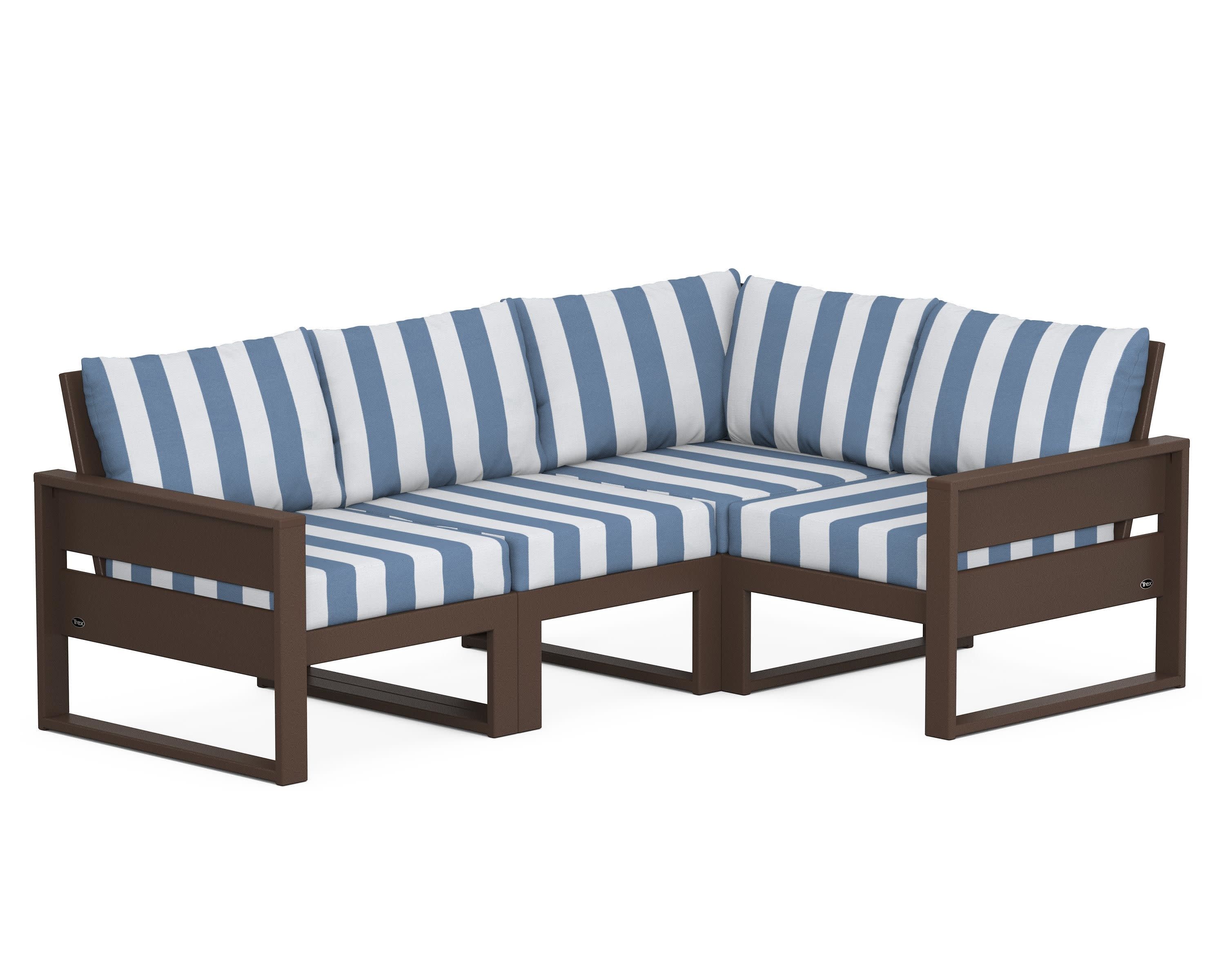 Eastport 4- Piece Sectional in Vintage Lantern / Cabana Stripe Sky Blue