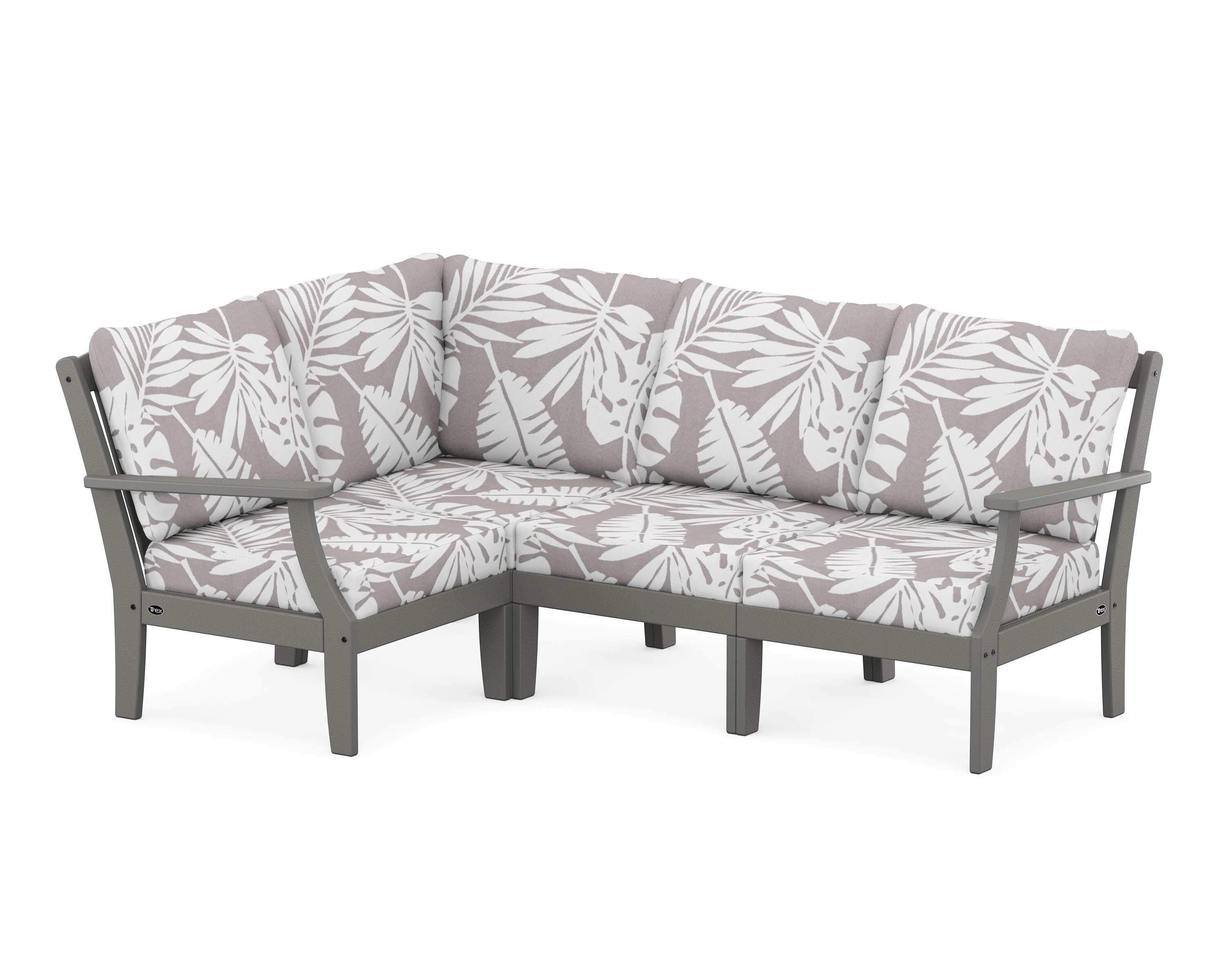 Yacht Club Modular 4-Piece Deep Seating Set in Stepping Stone / Leaf Grey Mist