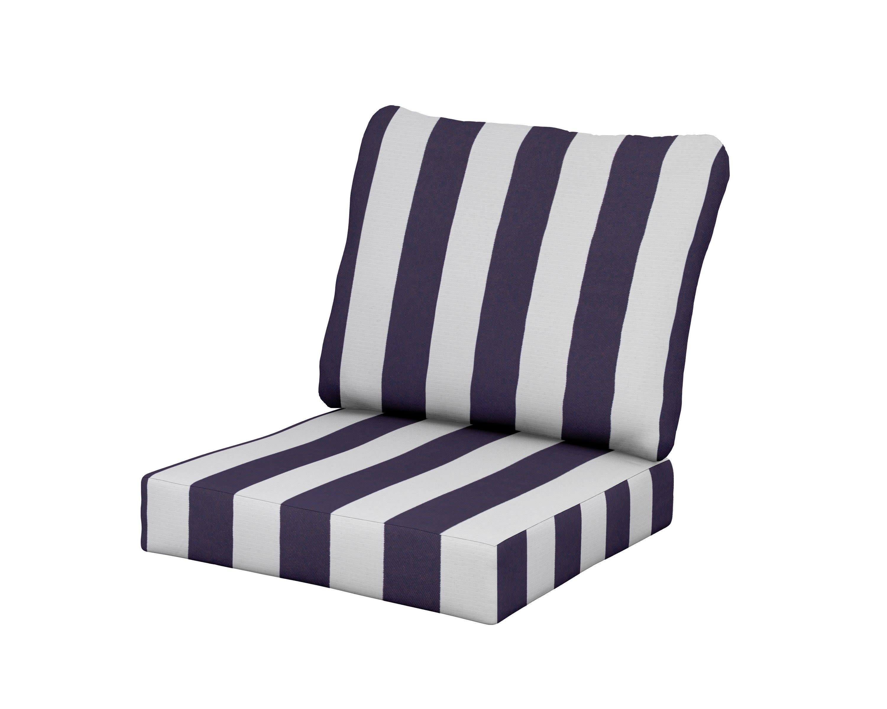 Baffle Seat/Back Cushion in Cabana Stripe Navy